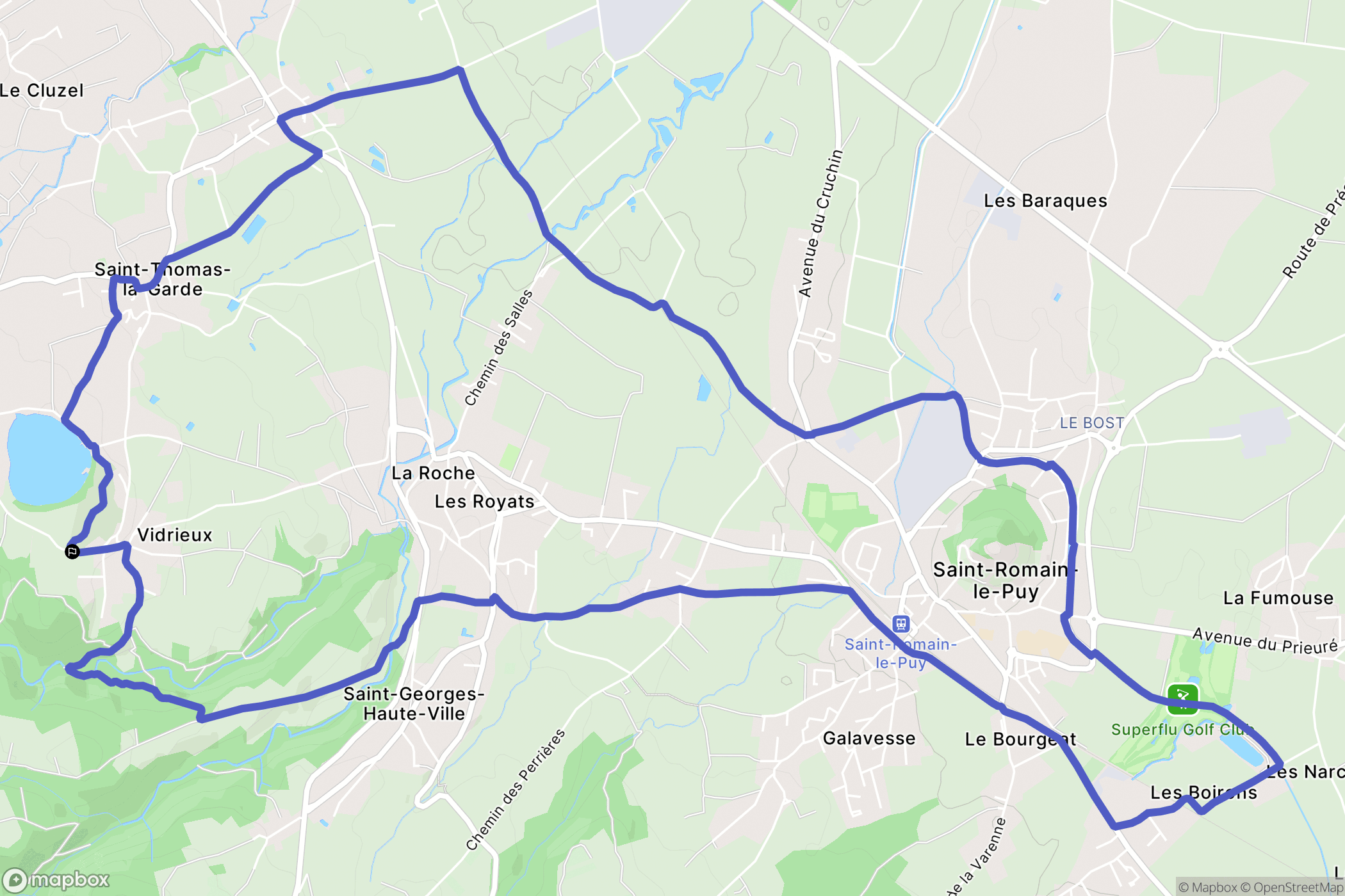 Lézigneux : carte du parcours de randonnée - France