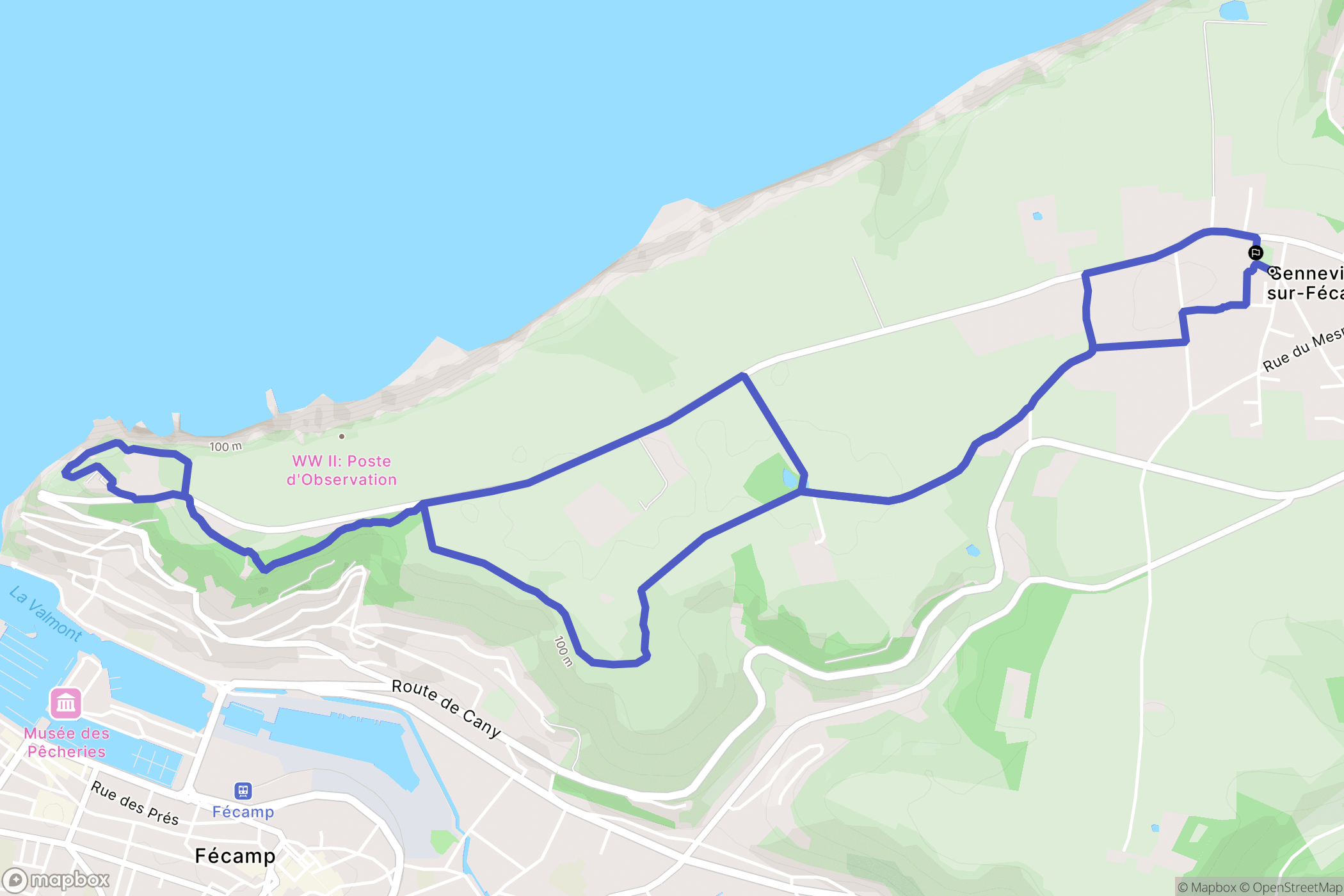 Senneville-sur-Fécamp : carte du parcours de randonnée - France