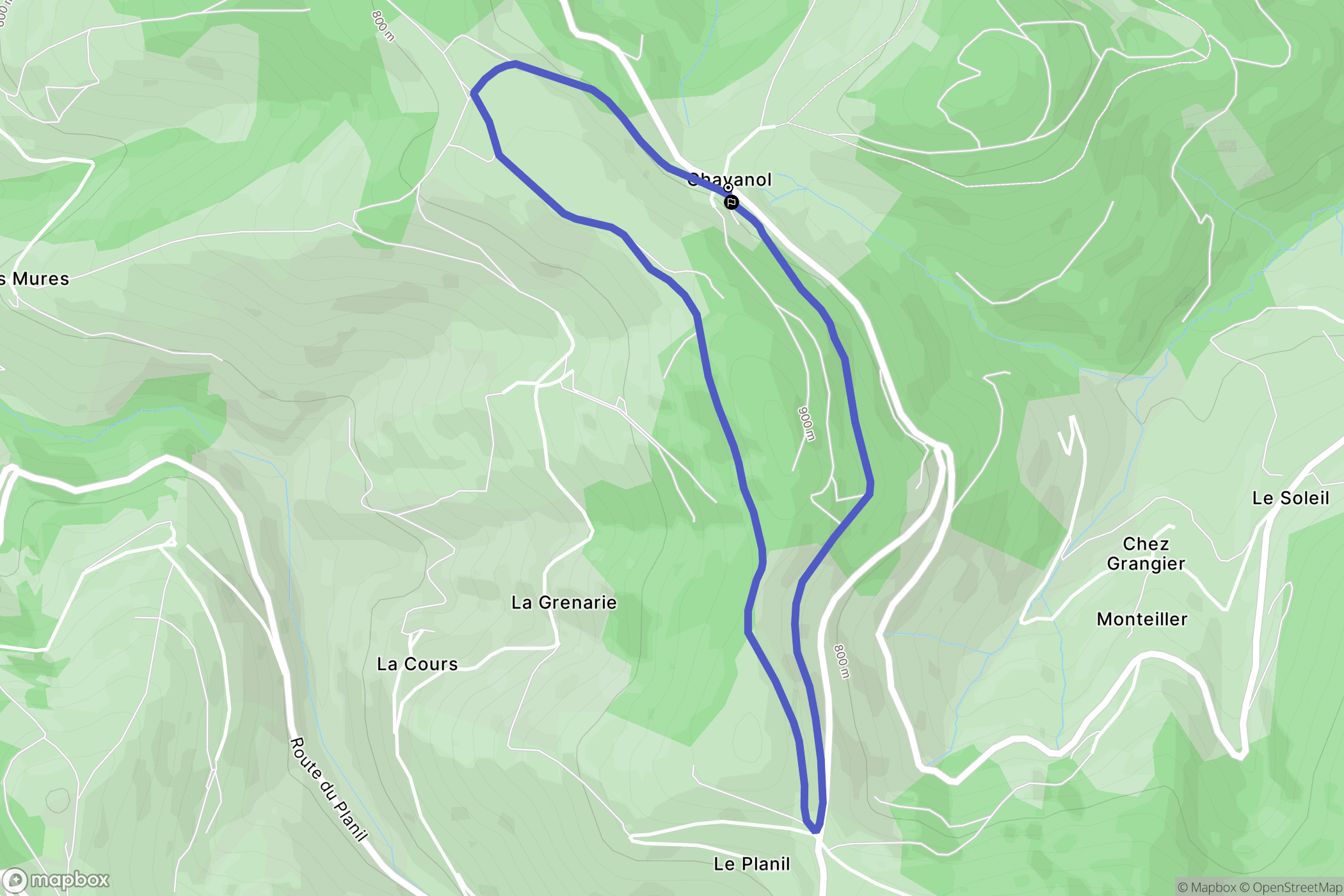 Doizieux : carte du parcours de randonnée - France