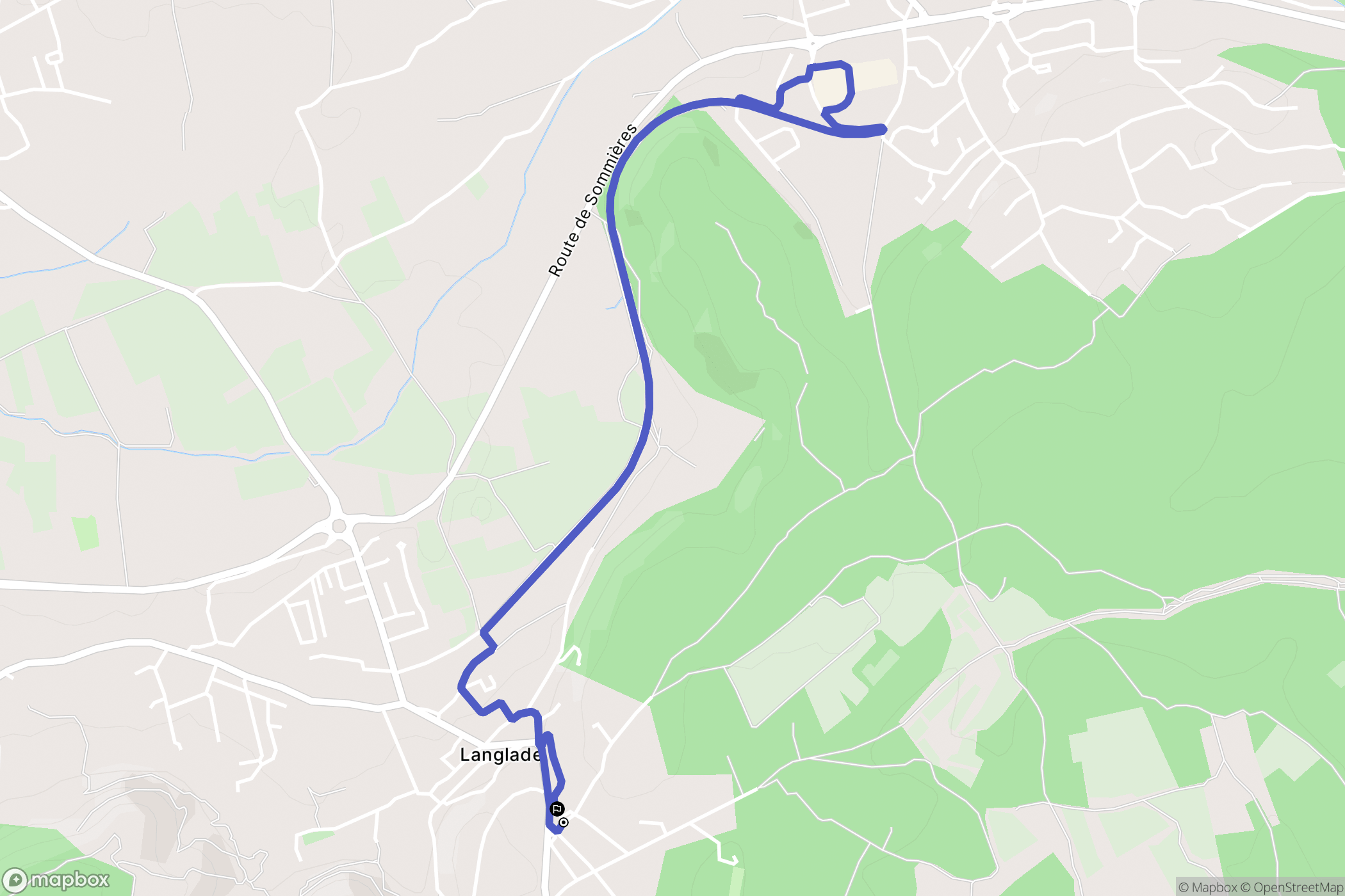 Langlade : carte du parcours de randonnée - France