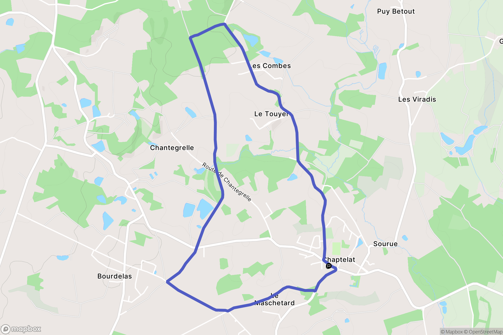 Chaptelat : carte du parcours de randonnée - France