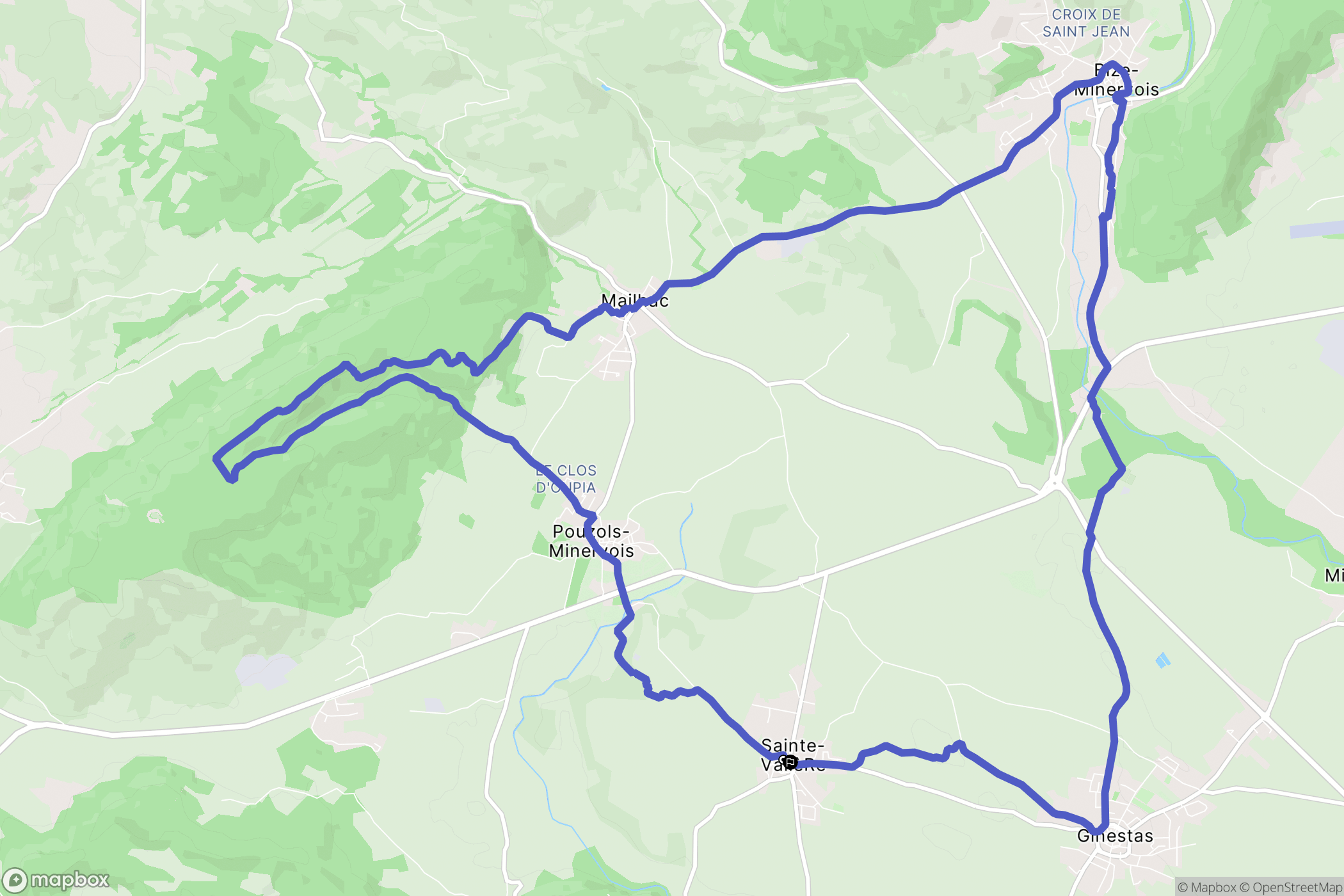 Sainte-Valière : carte du parcours de randonnée - France