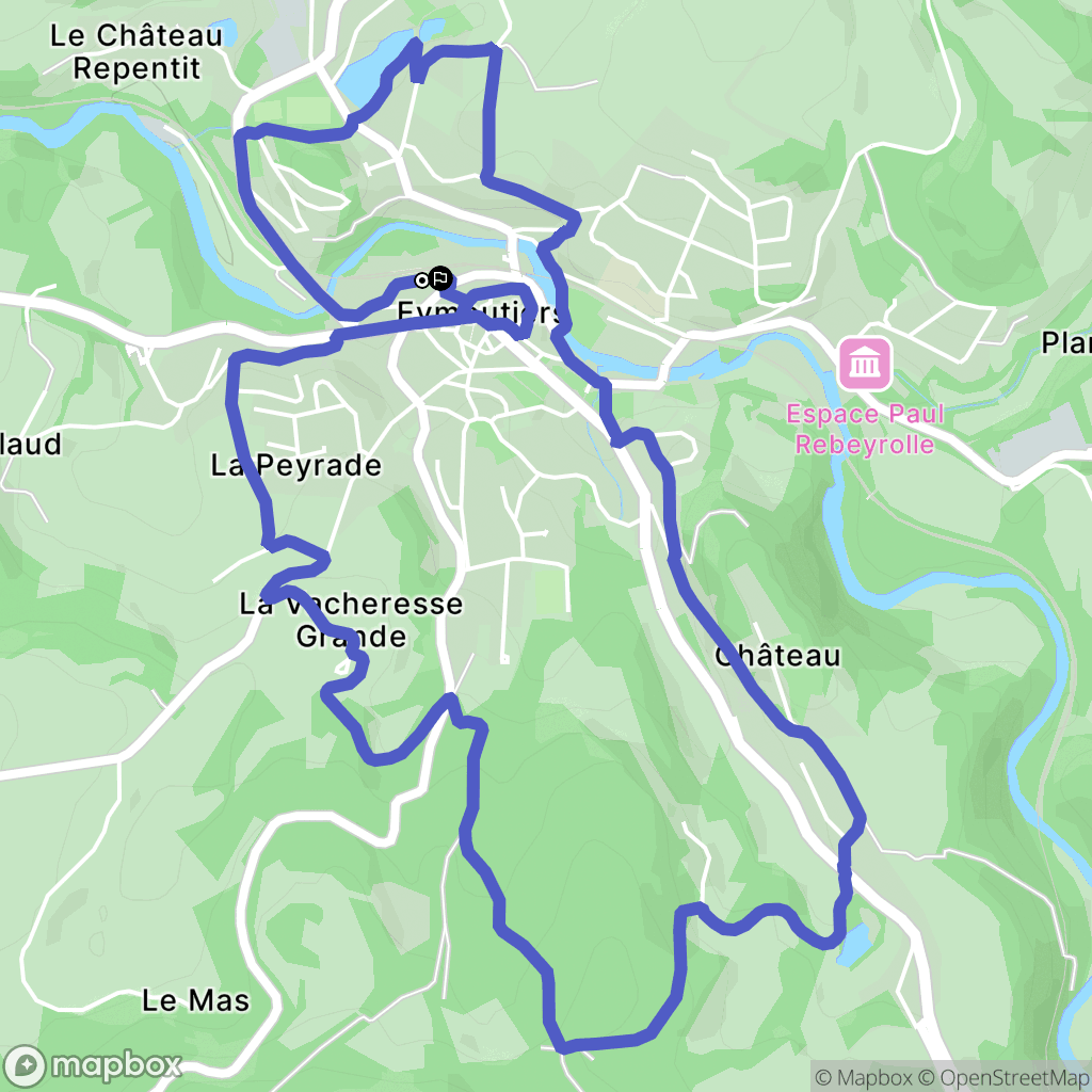 Eymoutiers : carte du parcours de randonnée - France