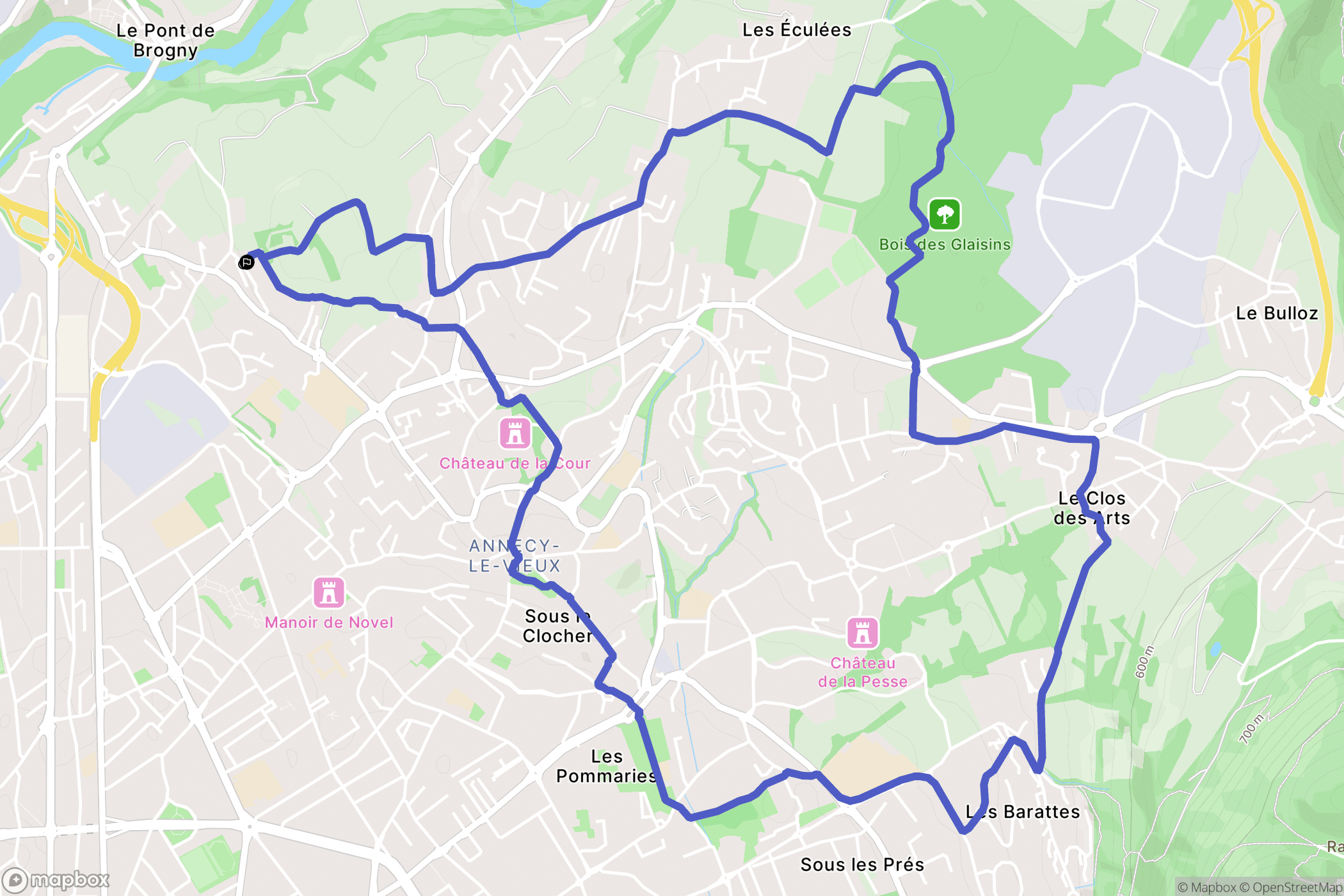 Annecy : carte du parcours de randonnée - France