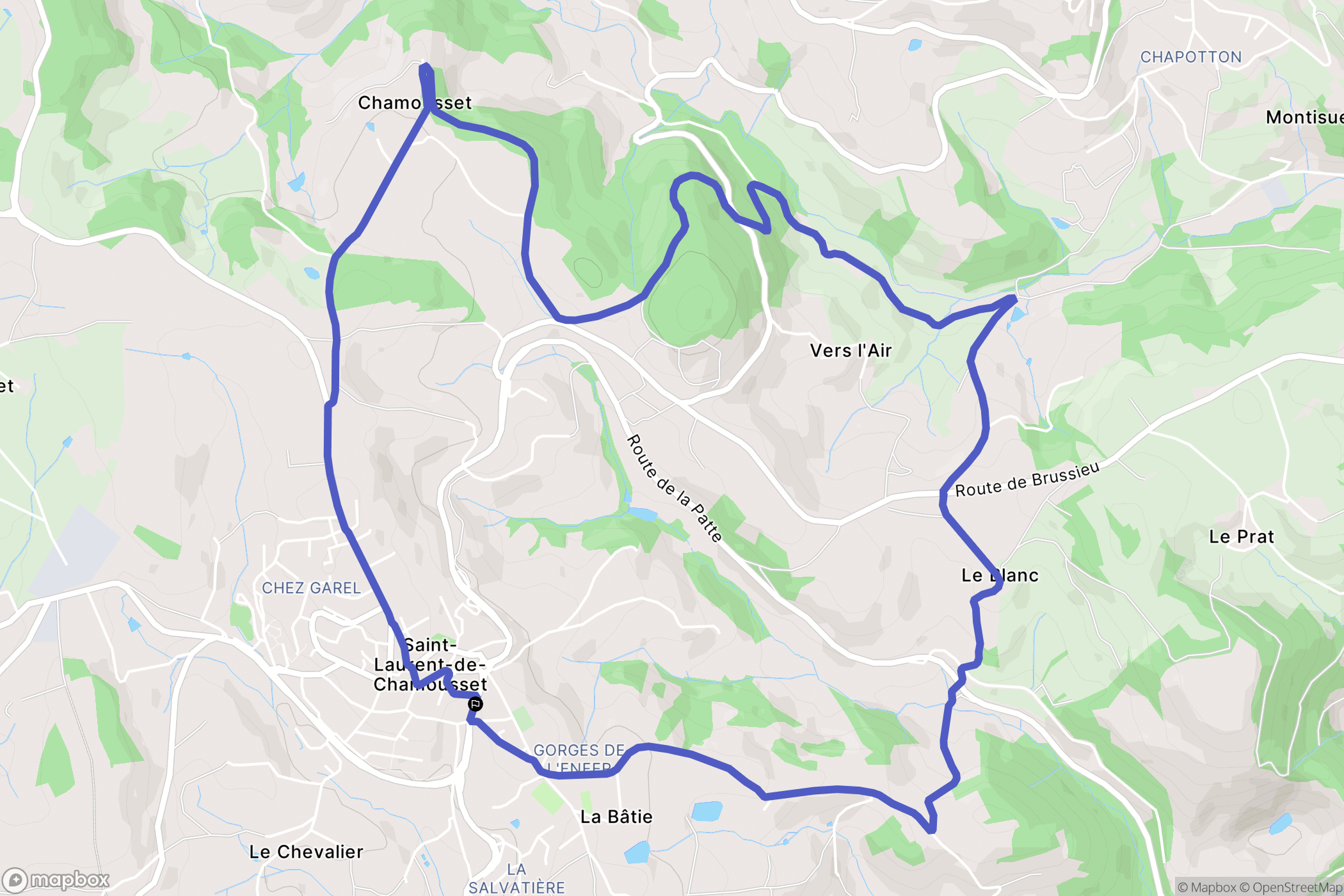 Saint-Laurent-de-Chamousset : carte du parcours de randonnée - France