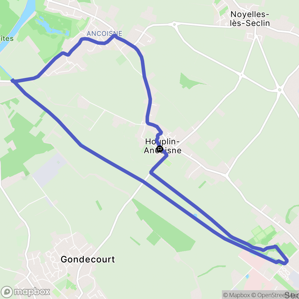 Houplin-Ancoisne : carte du parcours de randonnée - France