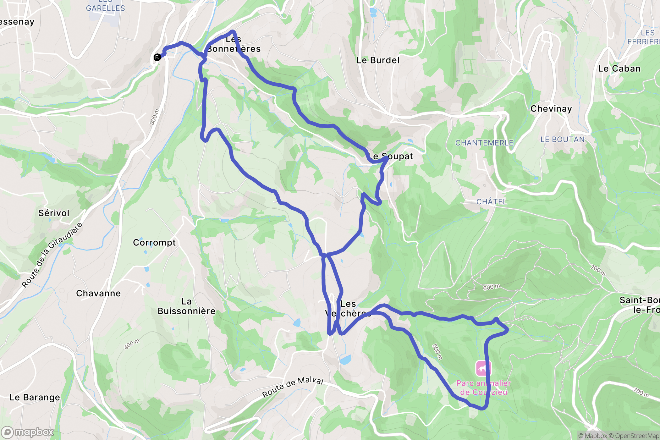 Bessenay : carte du parcours de randonnée - France