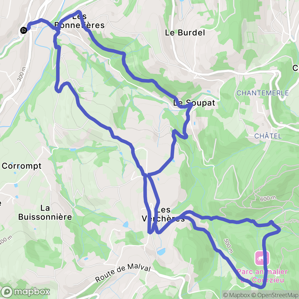 Bessenay : carte du parcours de randonnée - France