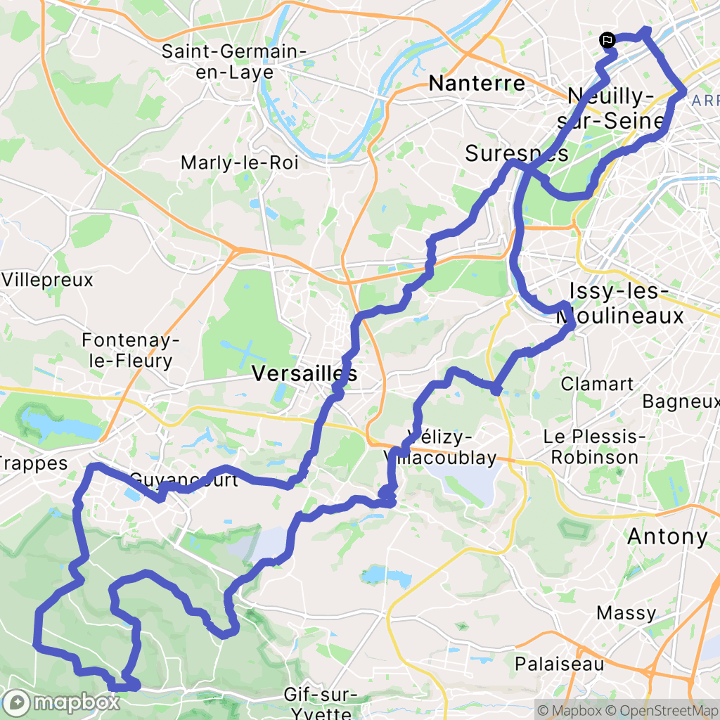 Asnières-sur-Seine : carte du parcours de randonnée - France