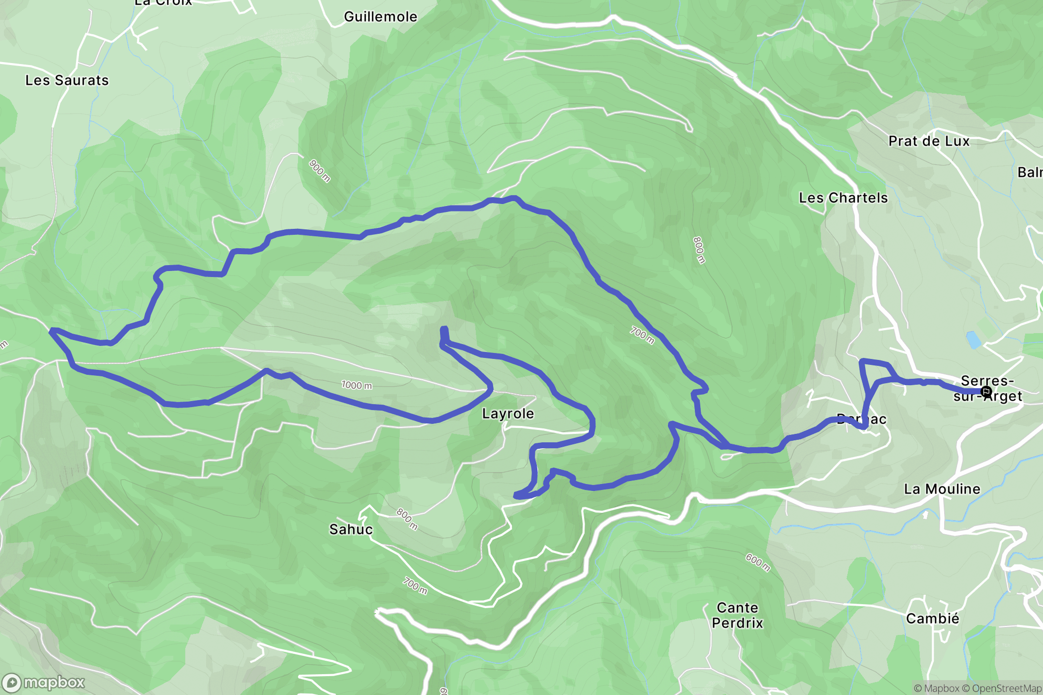 Serres-sur-Arget : carte du parcours de randonnée - France