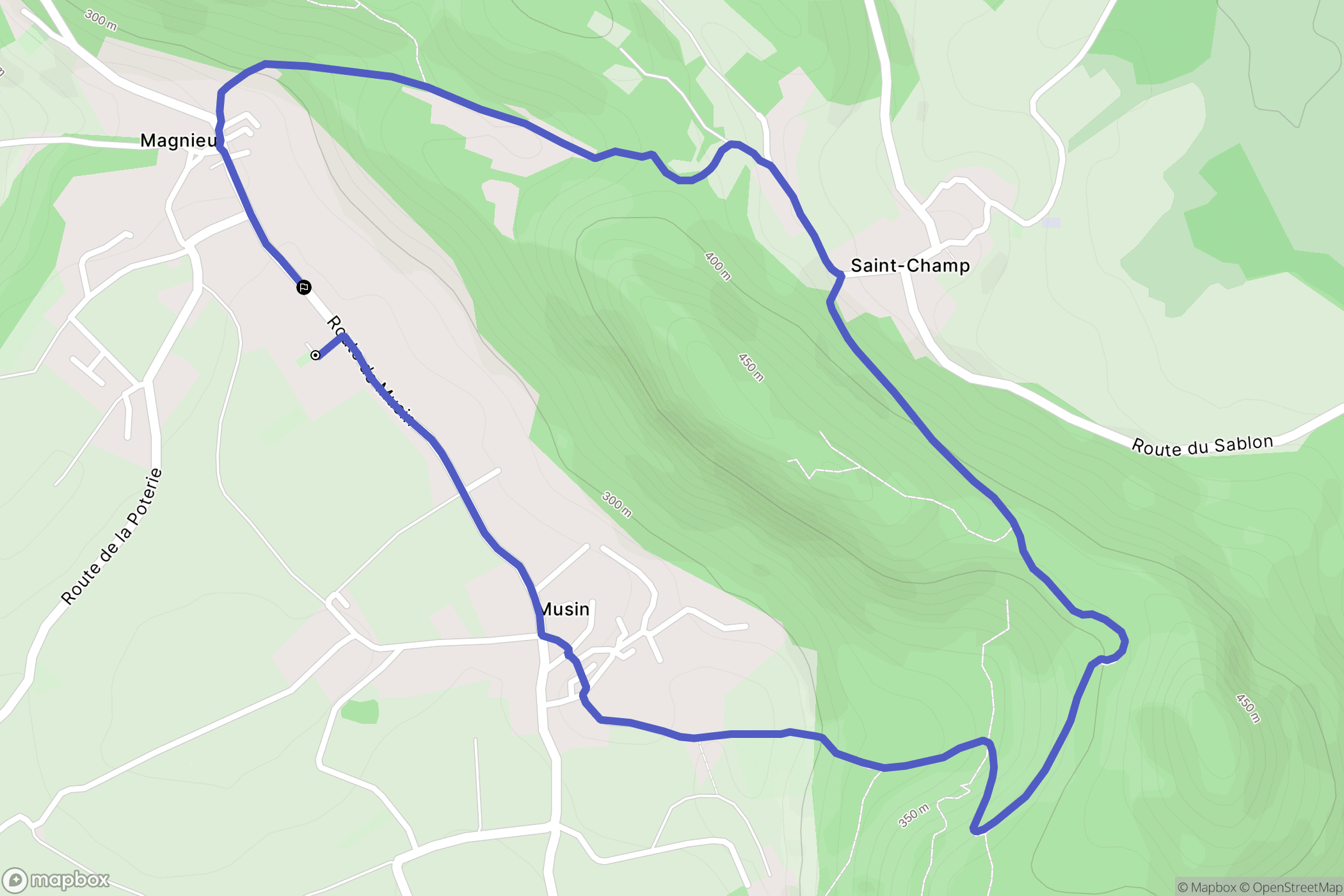 Magnieu : carte du parcours de randonnée - France