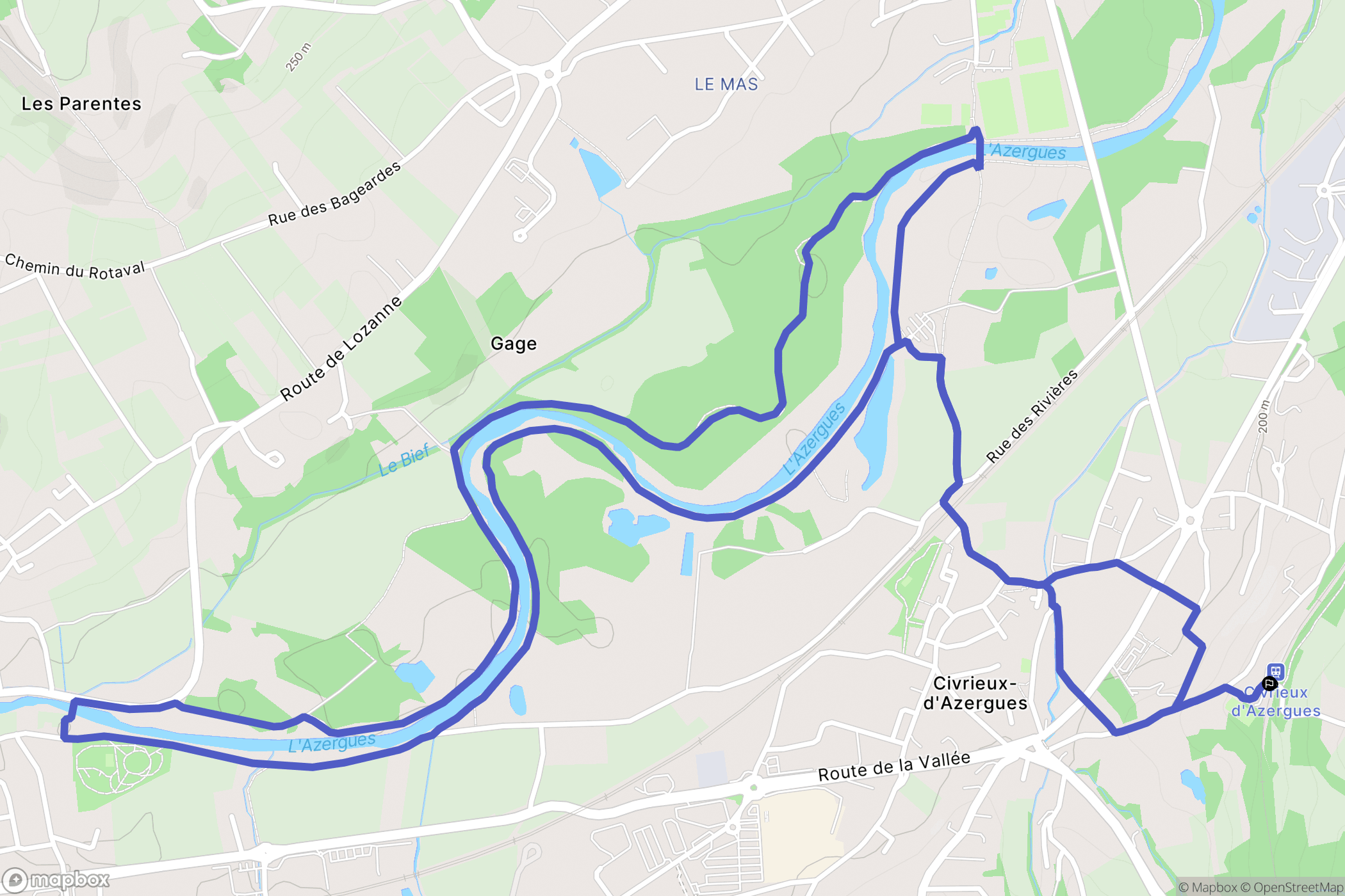 Civrieux-d'Azergues : carte du parcours de randonnée - France