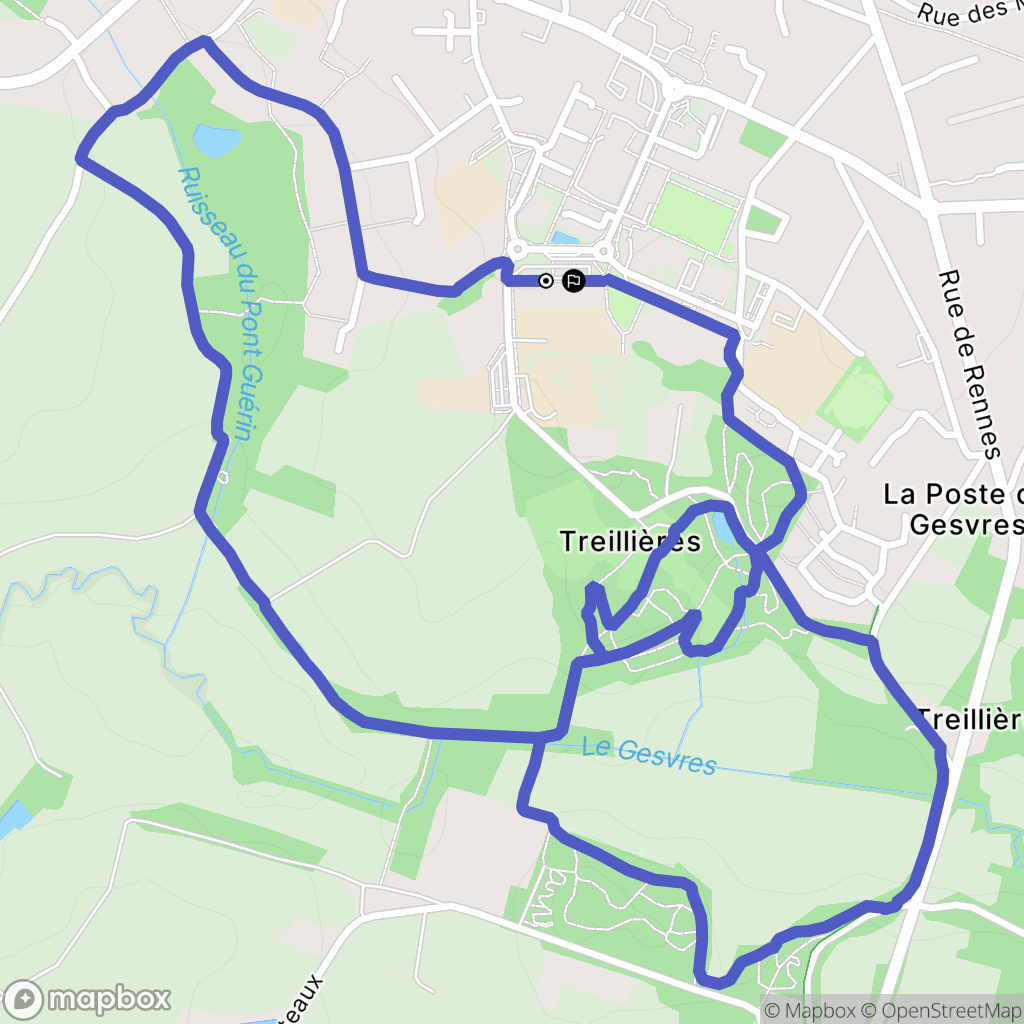 Treillières : carte du parcours de randonnée - France
