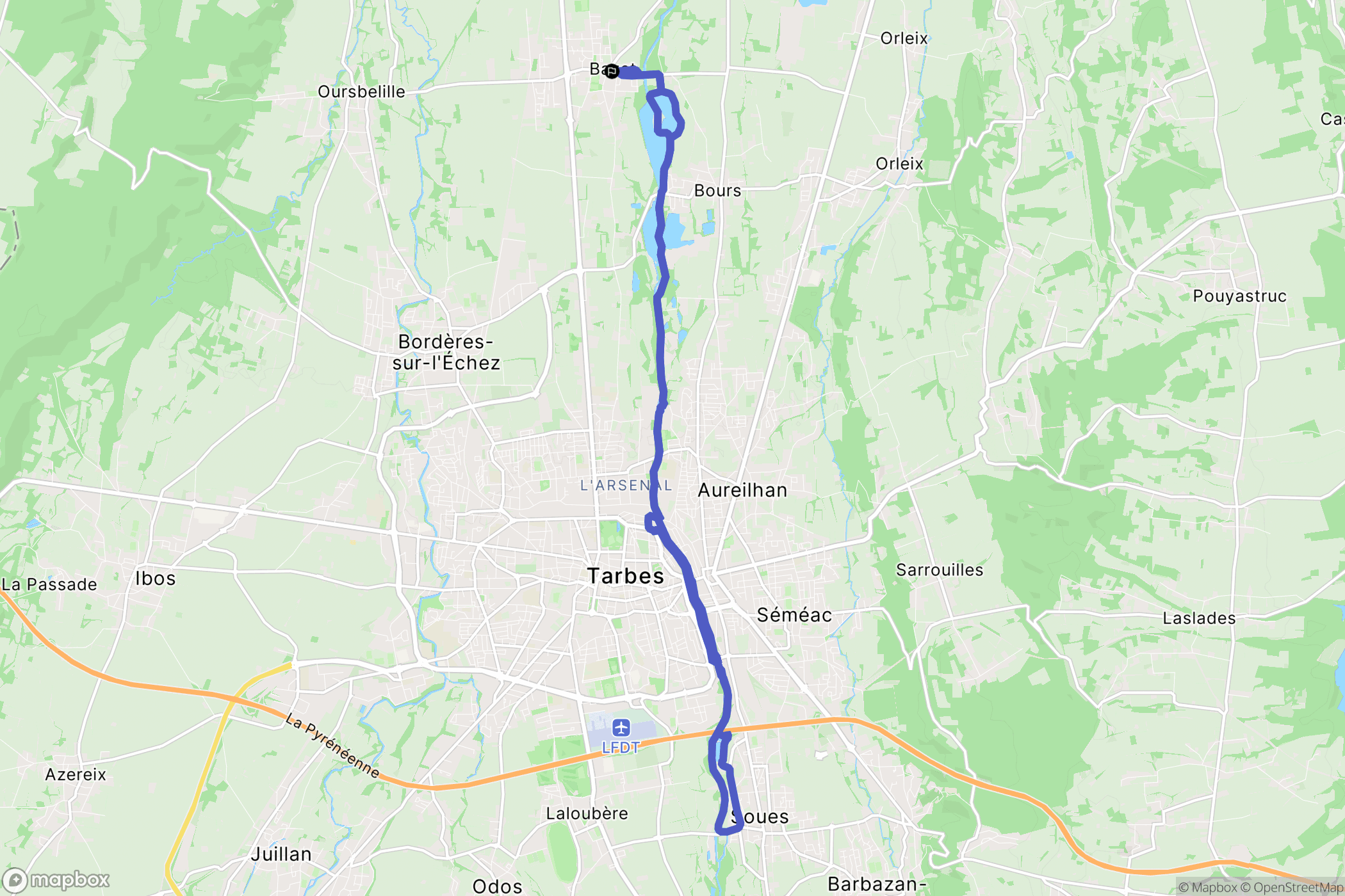 Bazet : carte du parcours de randonnée - France