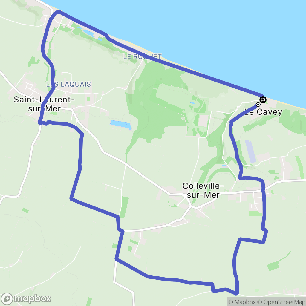 Colleville-sur-Mer : carte du parcours de randonnée - France