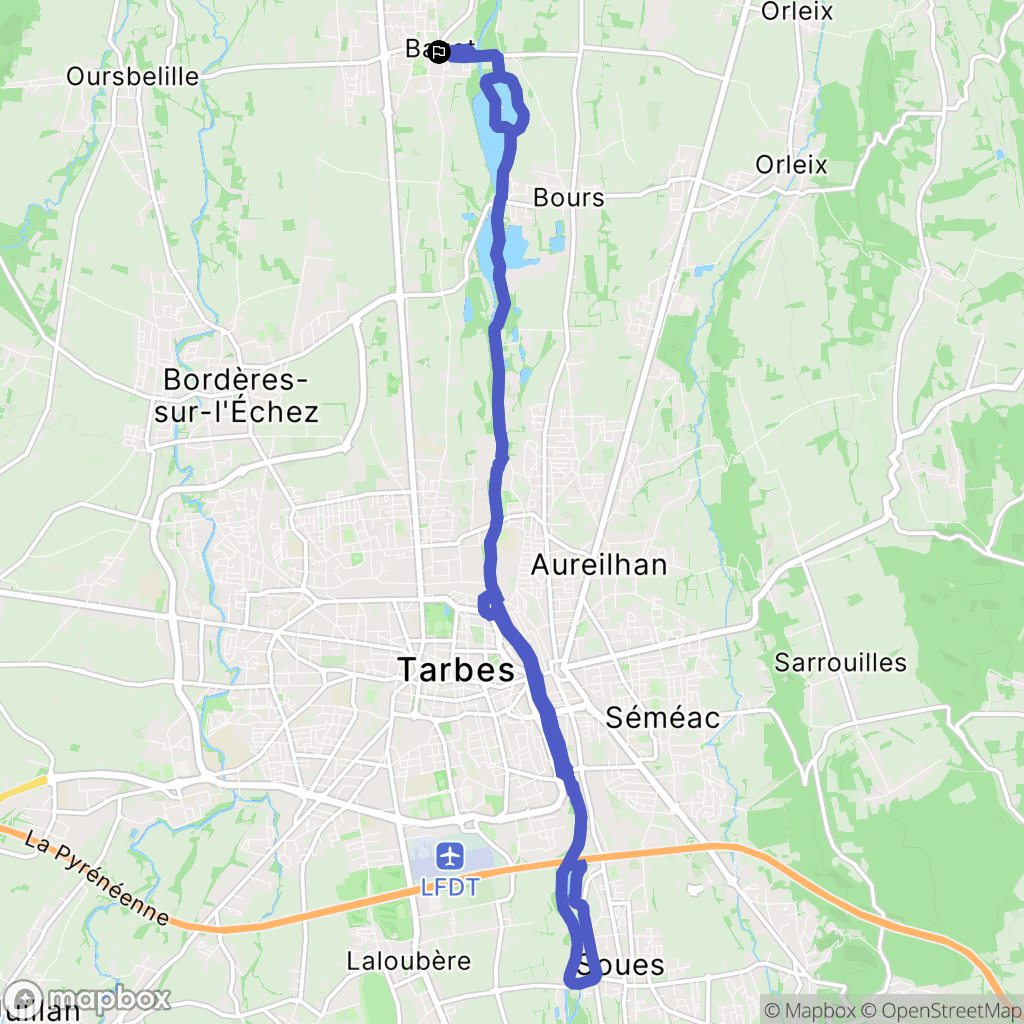 Bazet : carte du parcours de randonnée - France