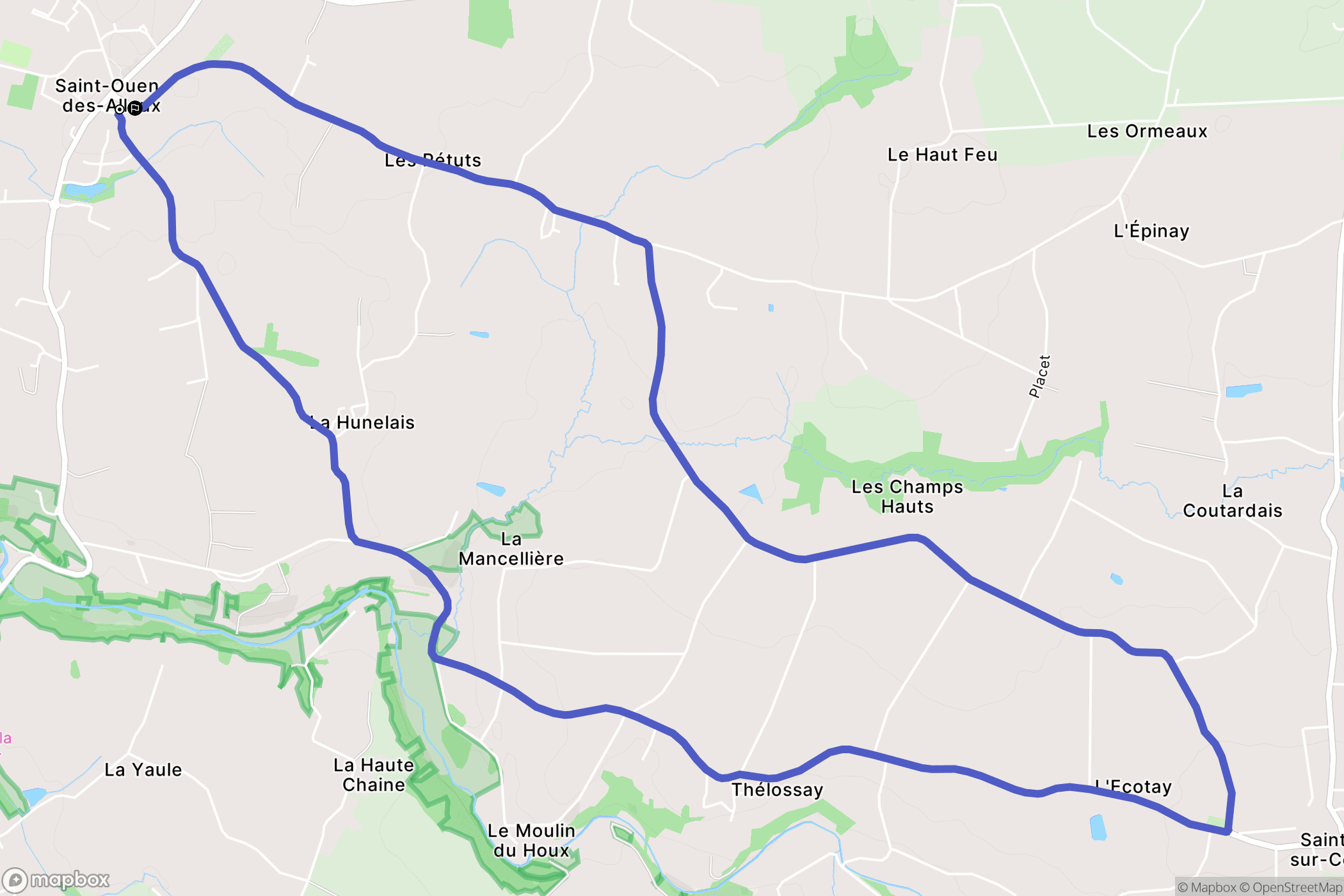 Saint-Ouen-des-Alleux : carte du parcours de randonnée - France