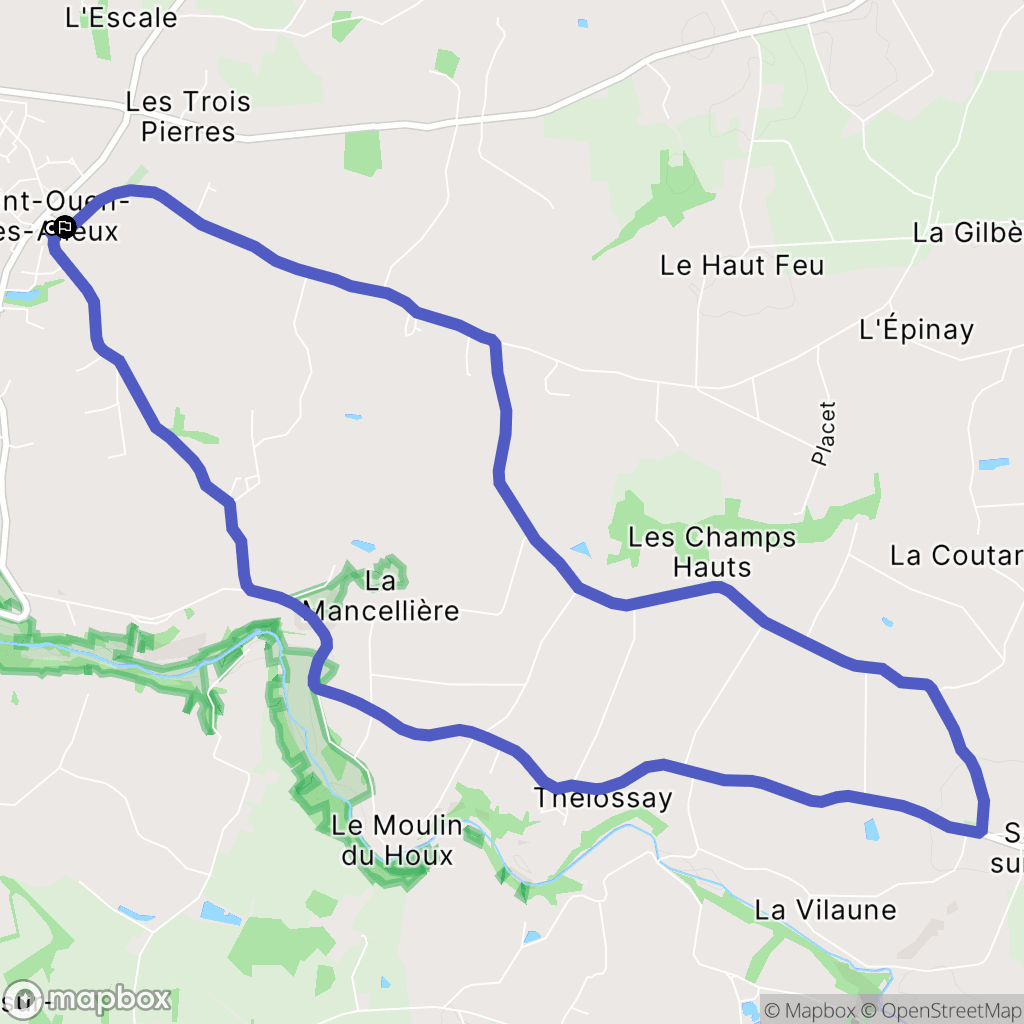 Saint-Ouen-des-Alleux : carte du parcours de randonnée - France