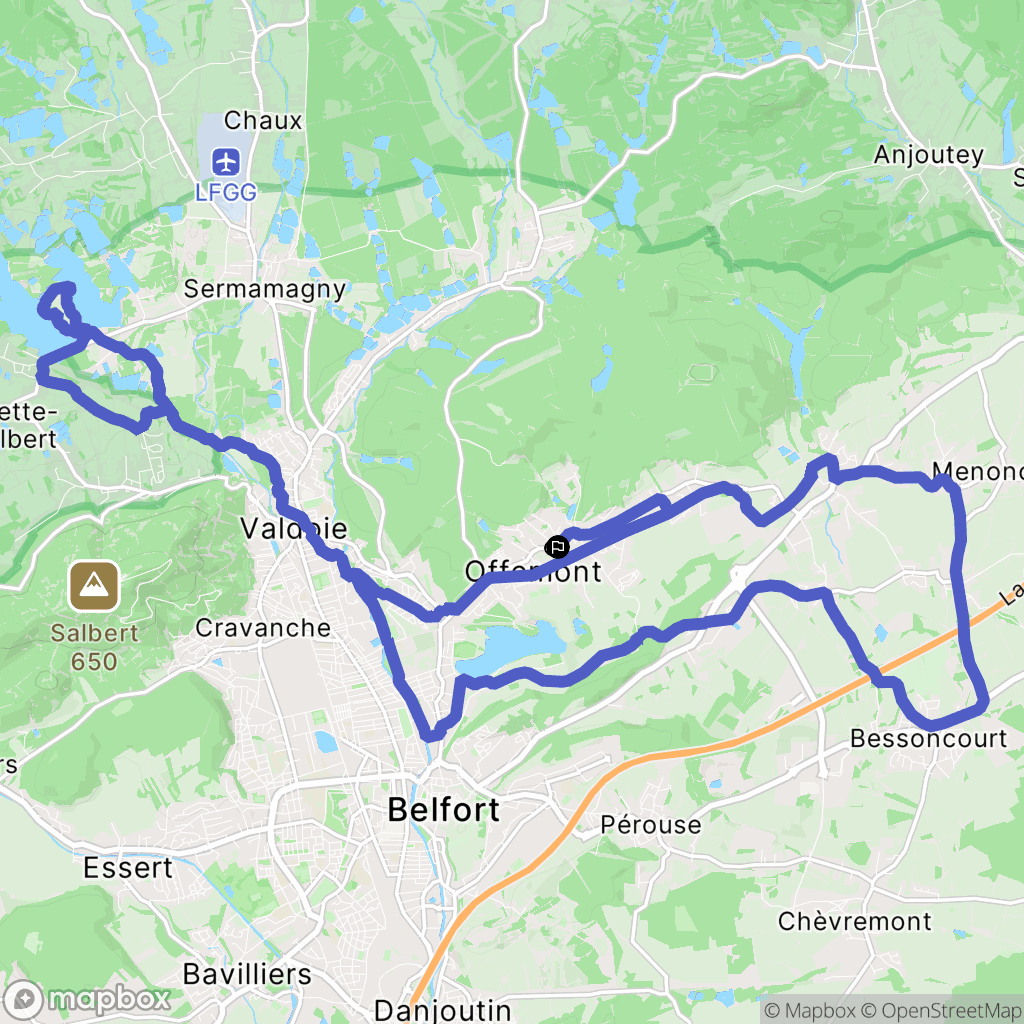 Offemont : carte du parcours de randonnée - France