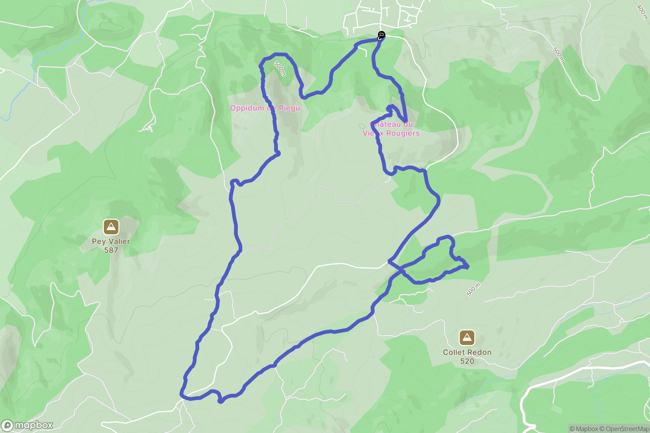 Rougiers : carte du parcours de randonnée - France