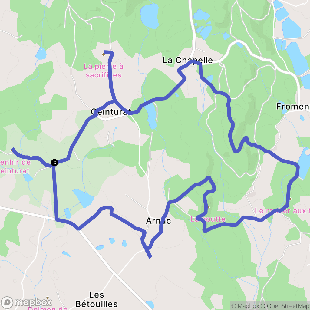 Cieux : carte du parcours de randonnée - France