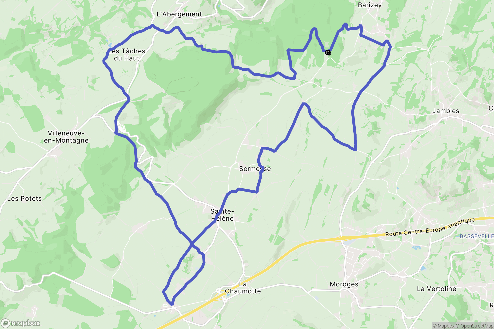 Barizey : carte du parcours de randonnée - France