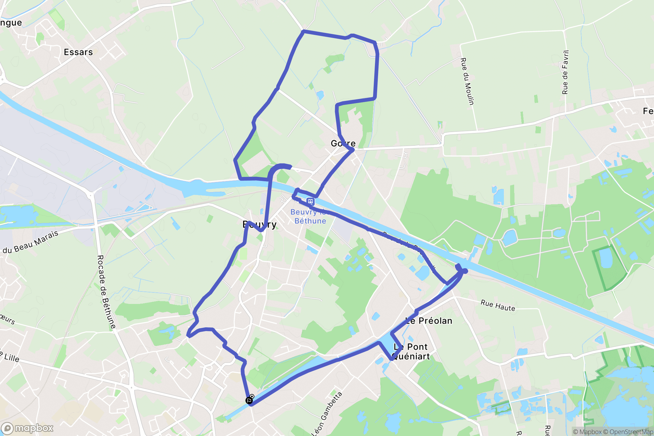 Beuvry : carte du parcours de randonnée - France