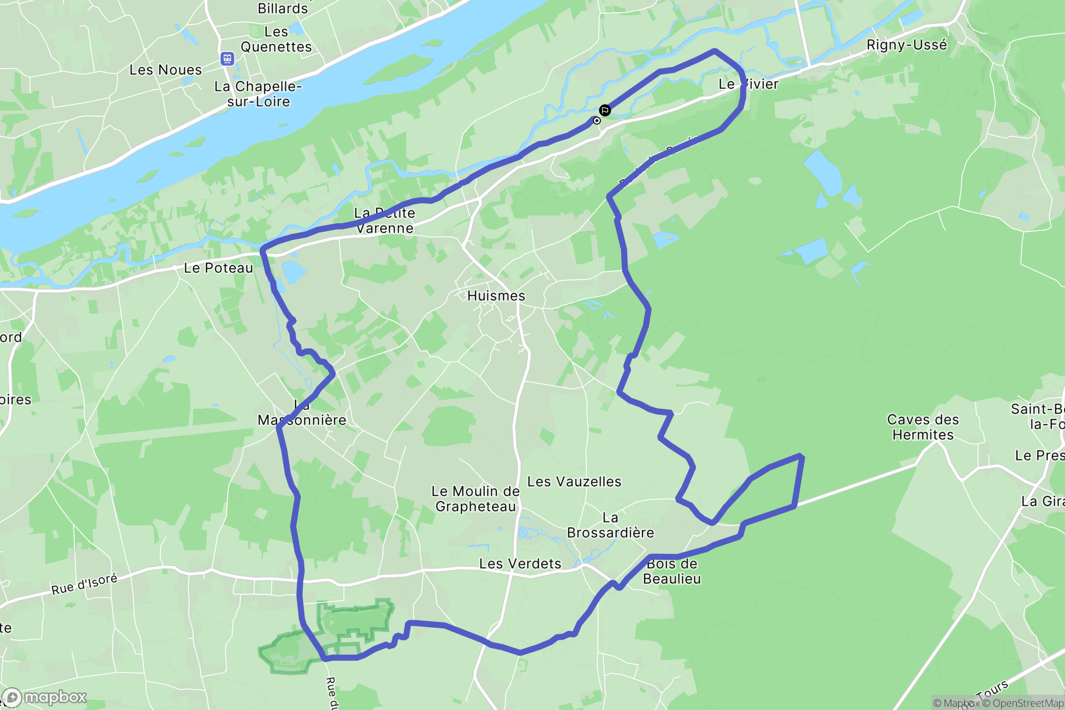 Huismes : carte du parcours de randonnée - France