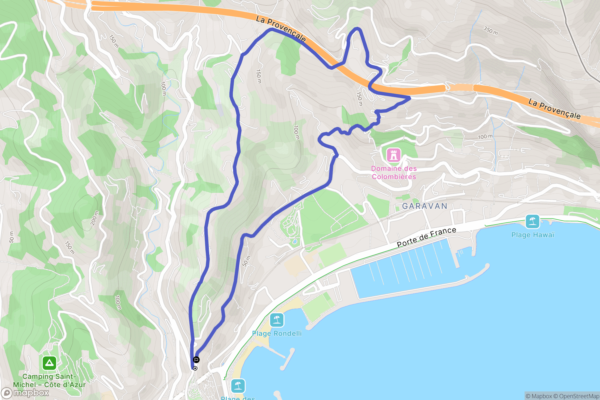 Menton : carte du parcours de randonnée - France