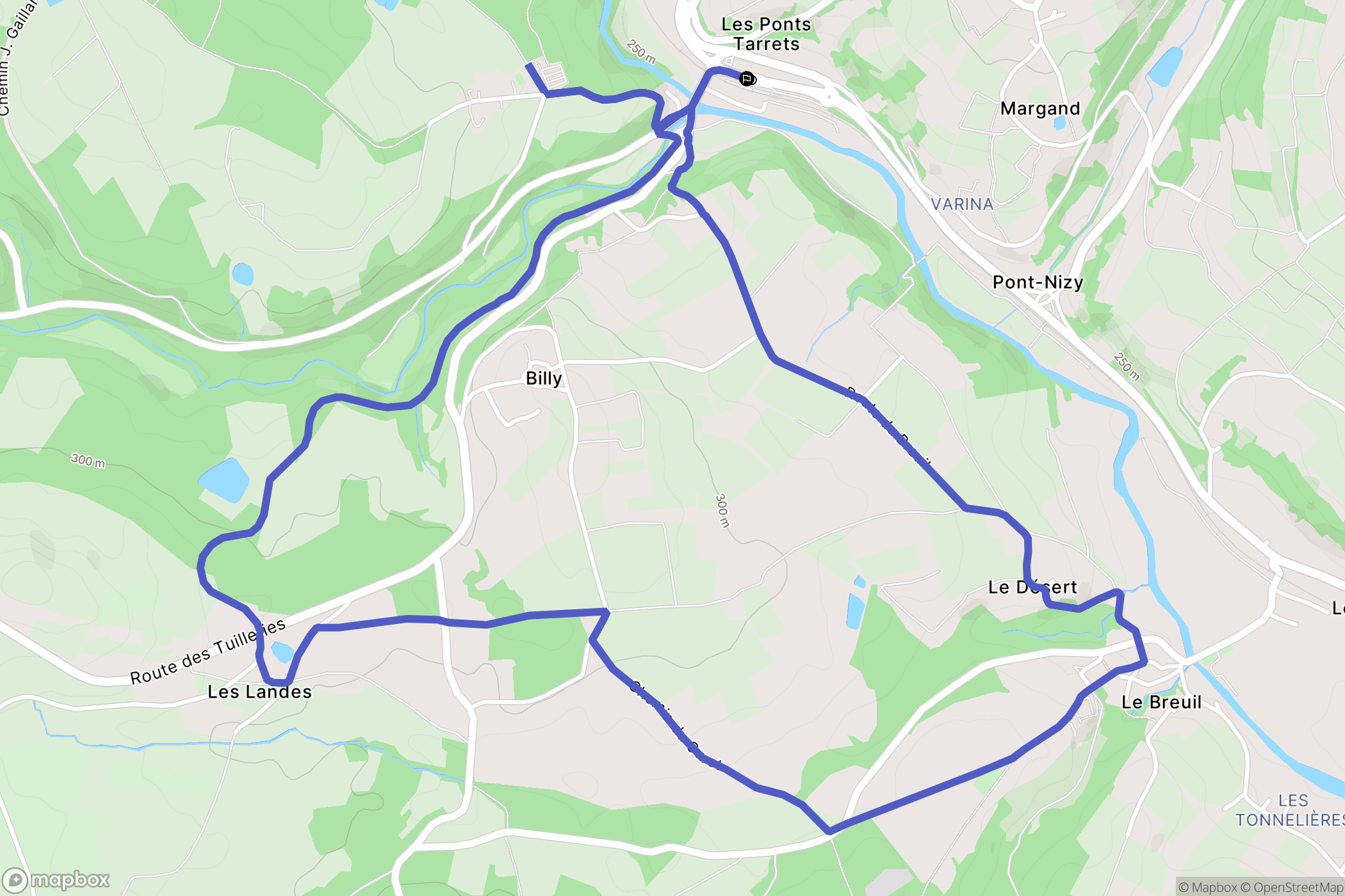 Légny : carte du parcours de randonnée - France