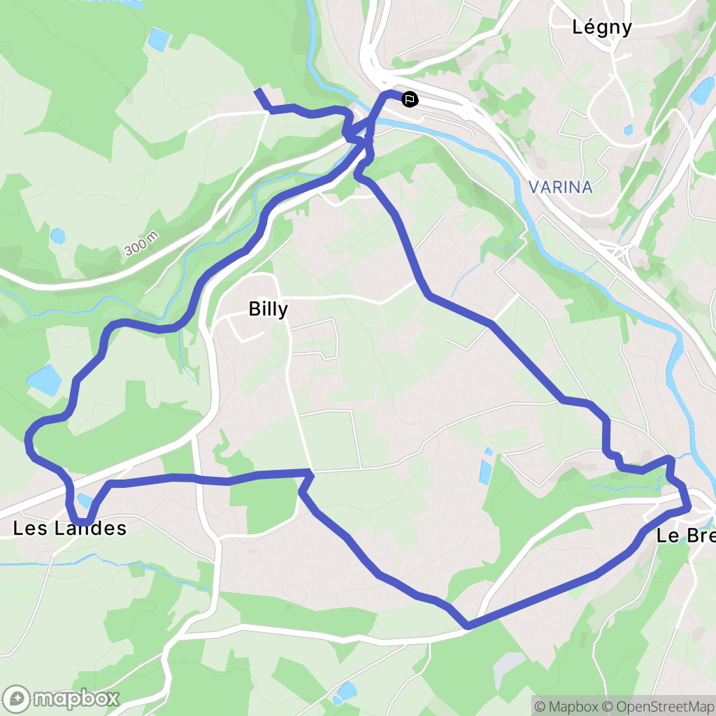 Légny : carte du parcours de randonnée - France