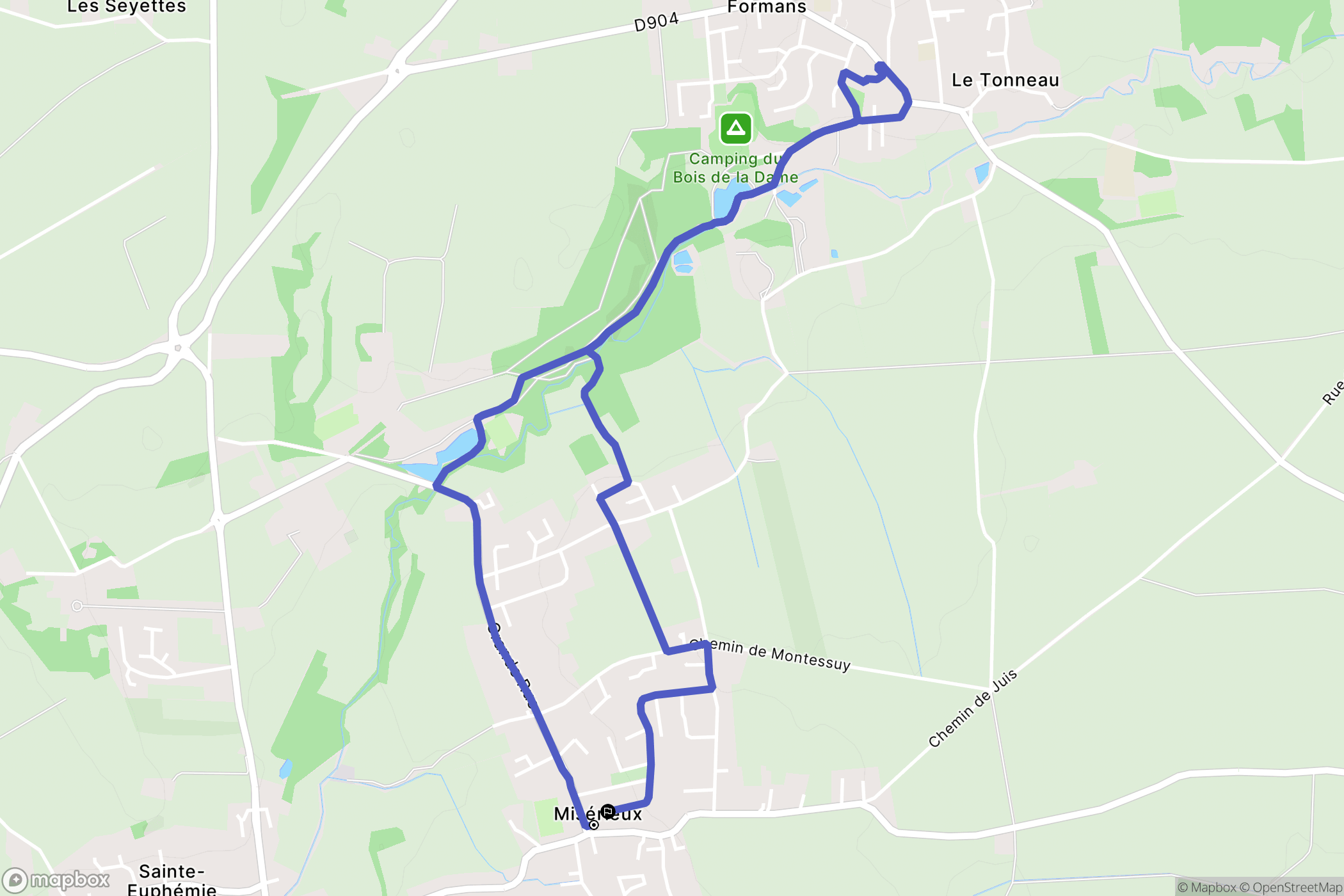 Misérieux : carte du parcours de randonnée - France