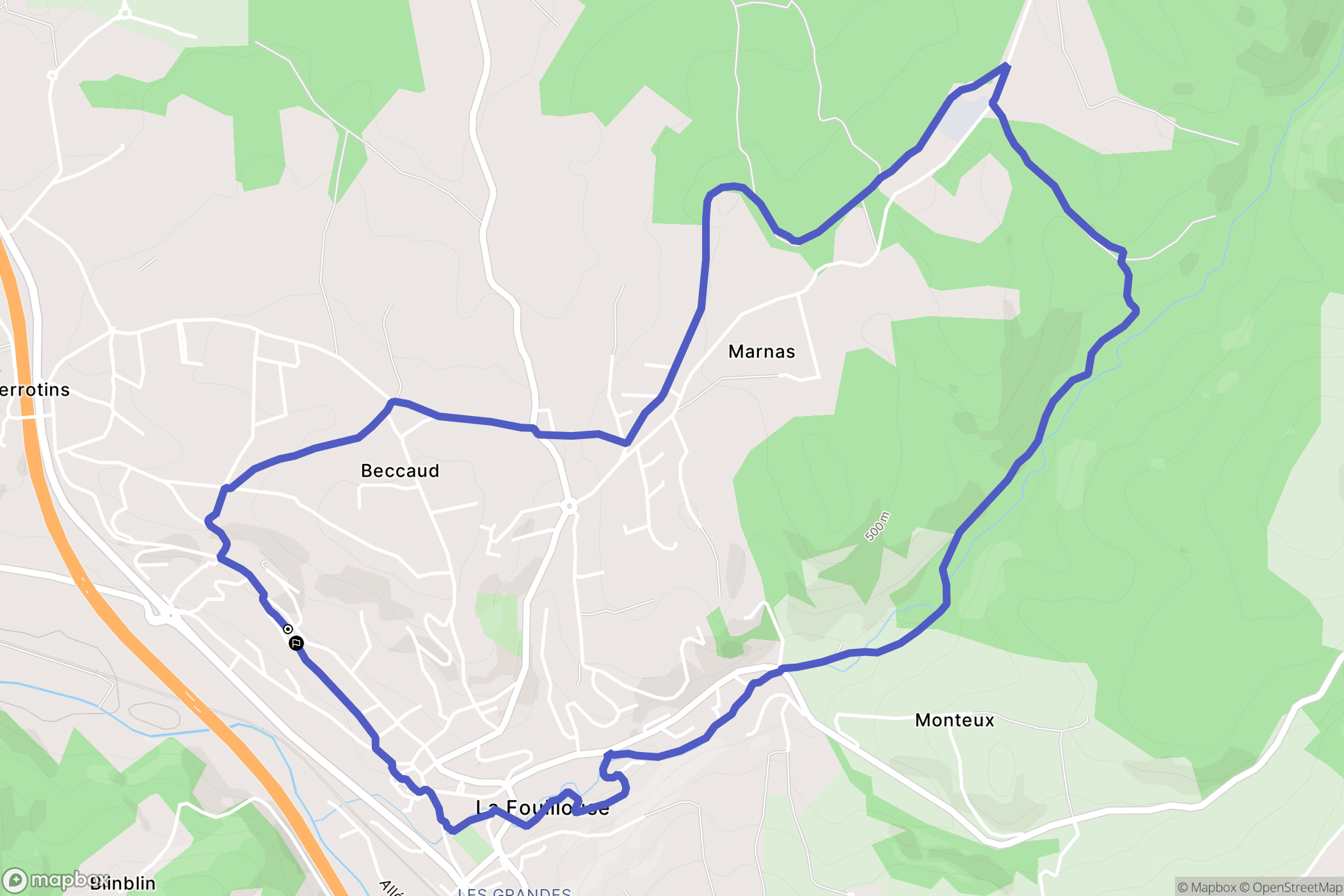 La Fouillouse : carte du parcours de randonnée - France