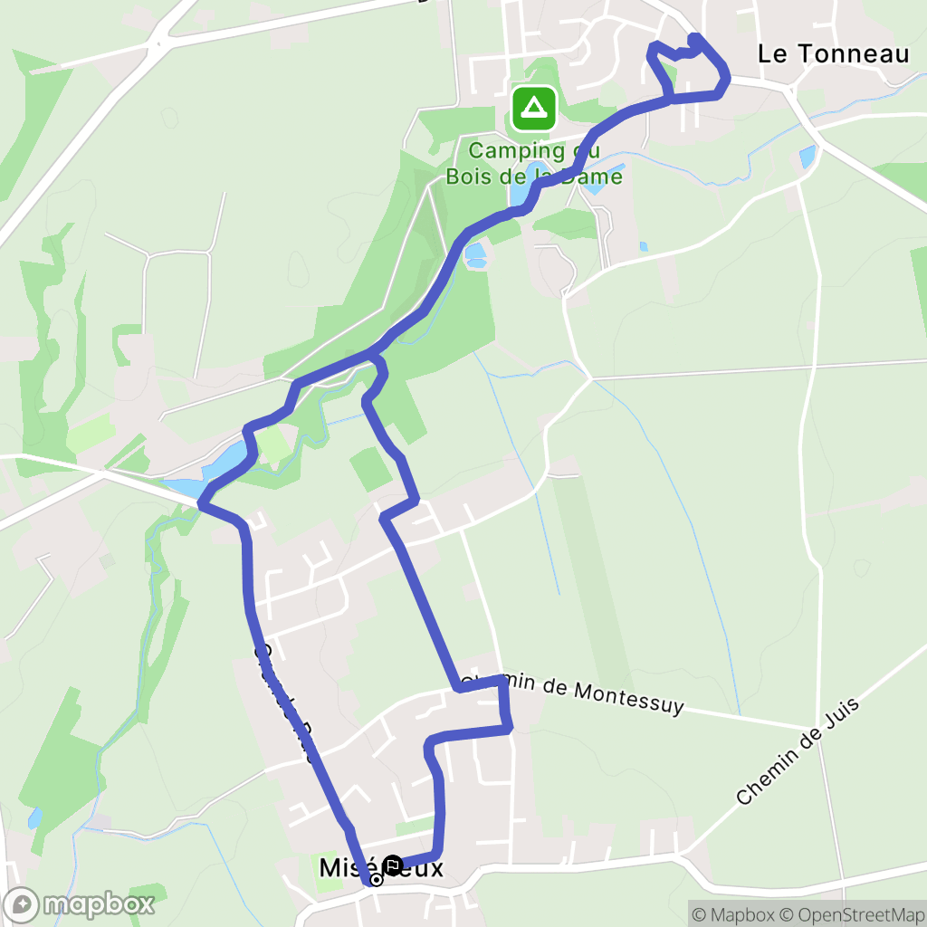 Misérieux : carte du parcours de randonnée - France