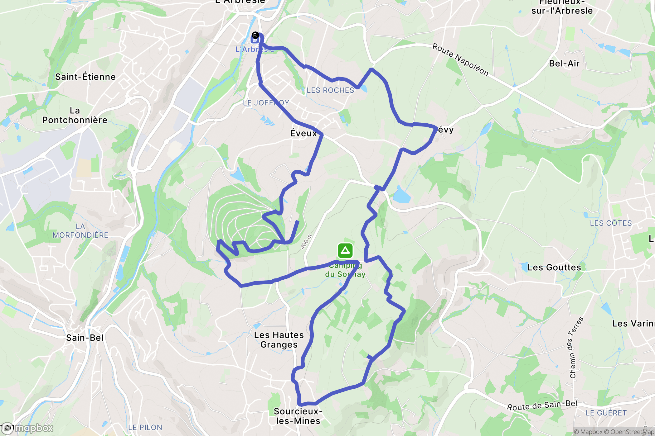 L'Arbresle : carte du parcours de randonnée - France