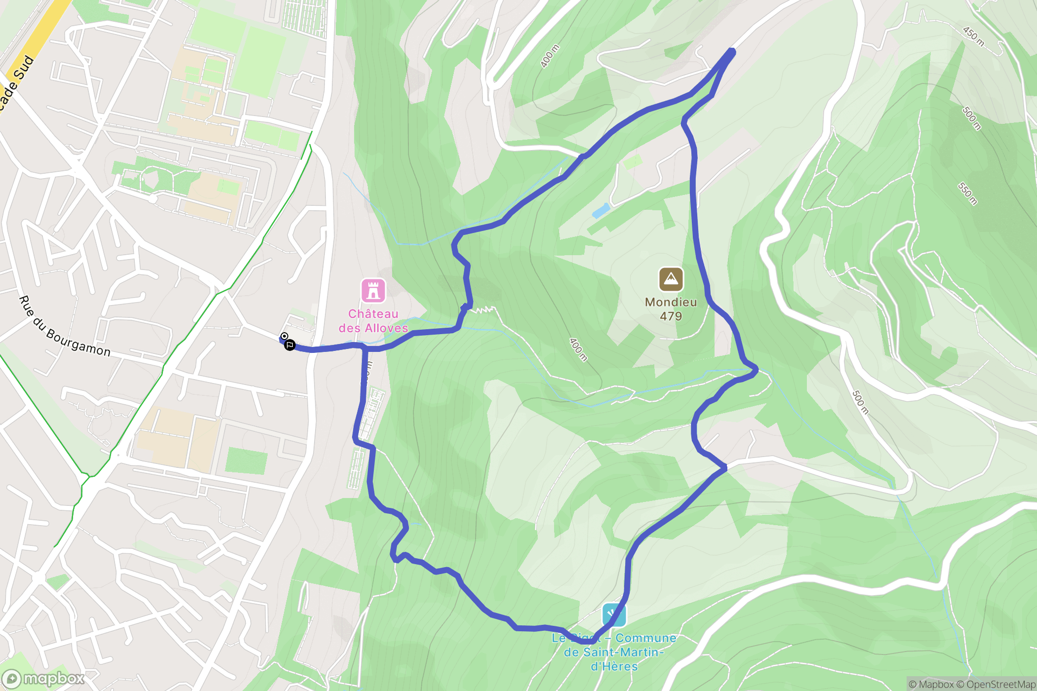 Saint-Martin-d'Hères : carte du parcours de randonnée - France