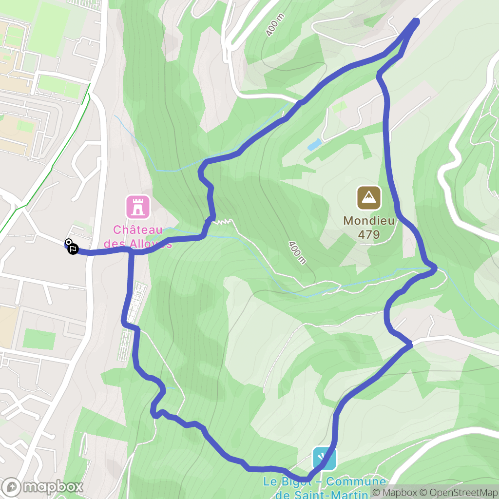 Saint-Martin-d'Hères : carte du parcours de randonnée - France