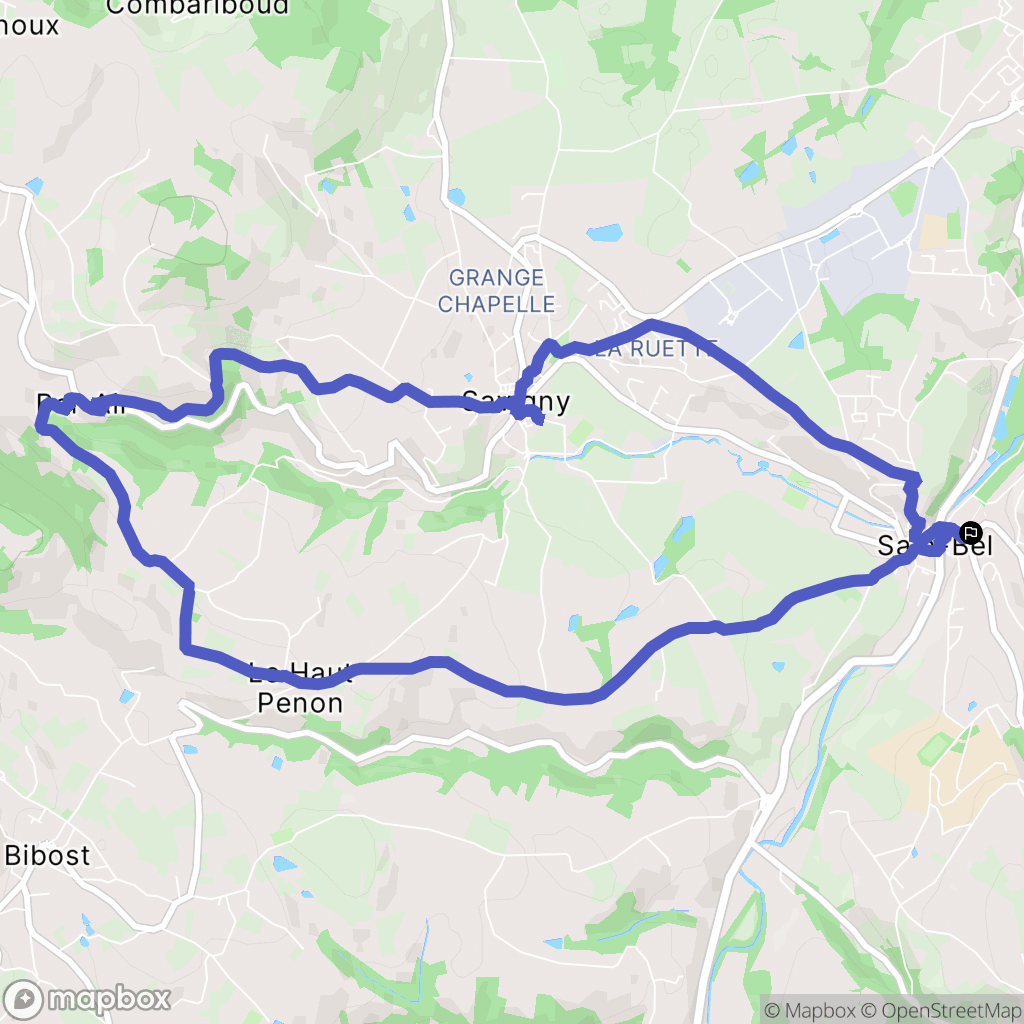 Sain-Bel : carte du parcours de randonnée - France