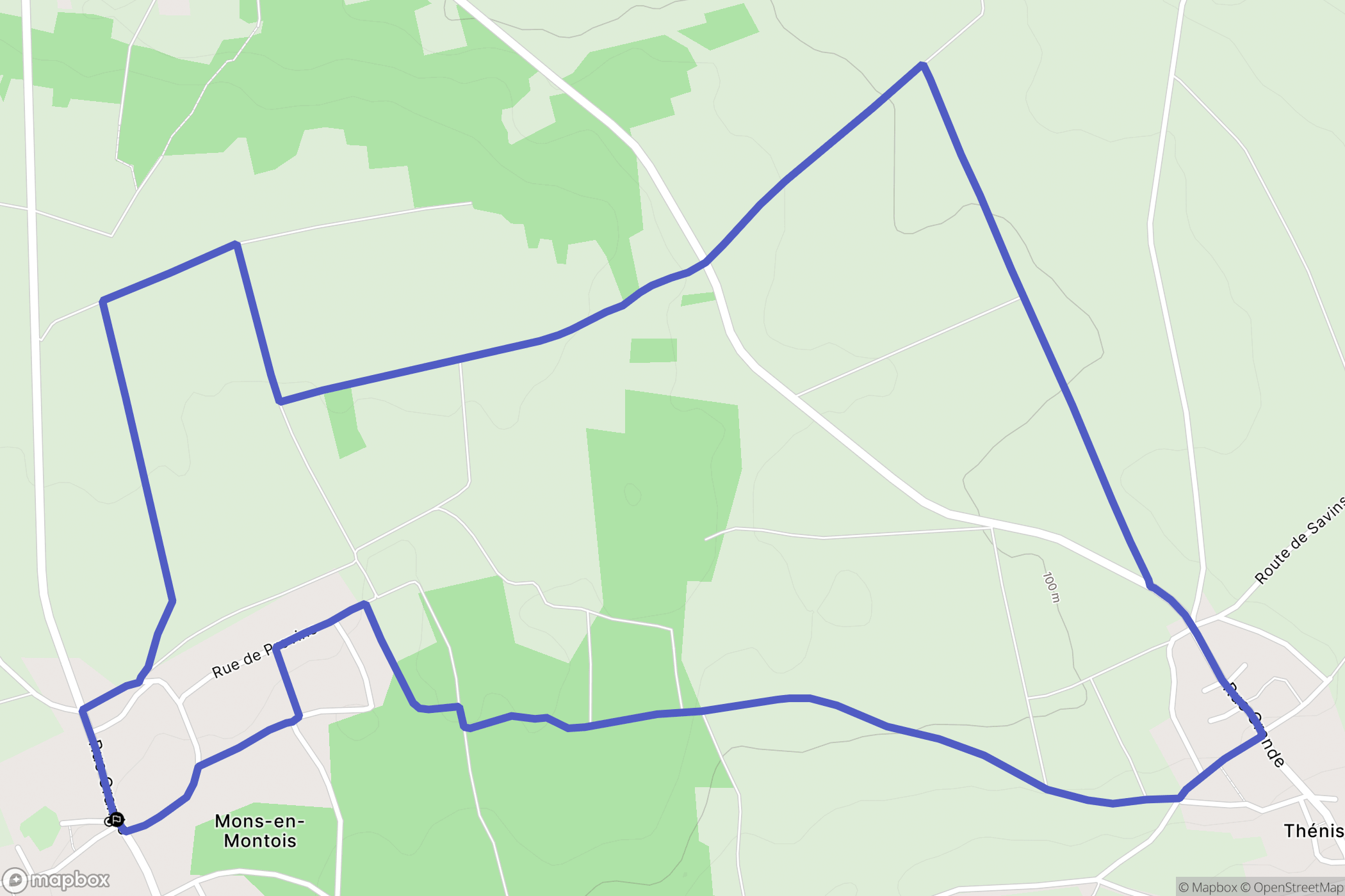 Mons-en-Montois : carte du parcours de randonnée - France