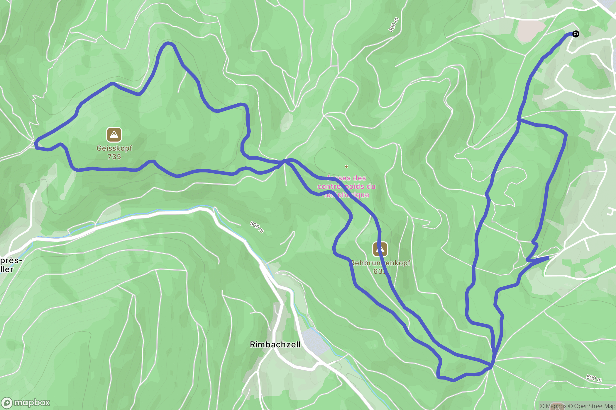 Guebwiller : carte du parcours de randonnée - France