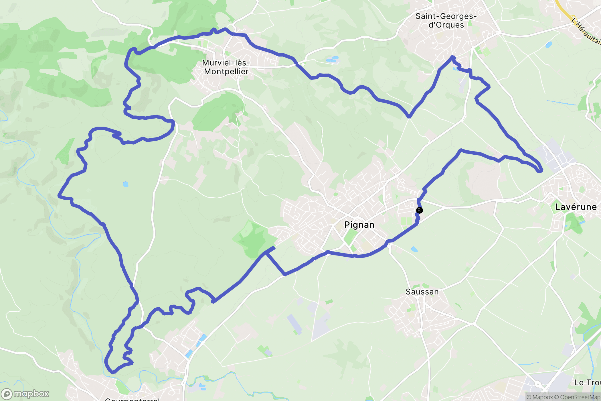 Pignan : carte du parcours de randonnée - France