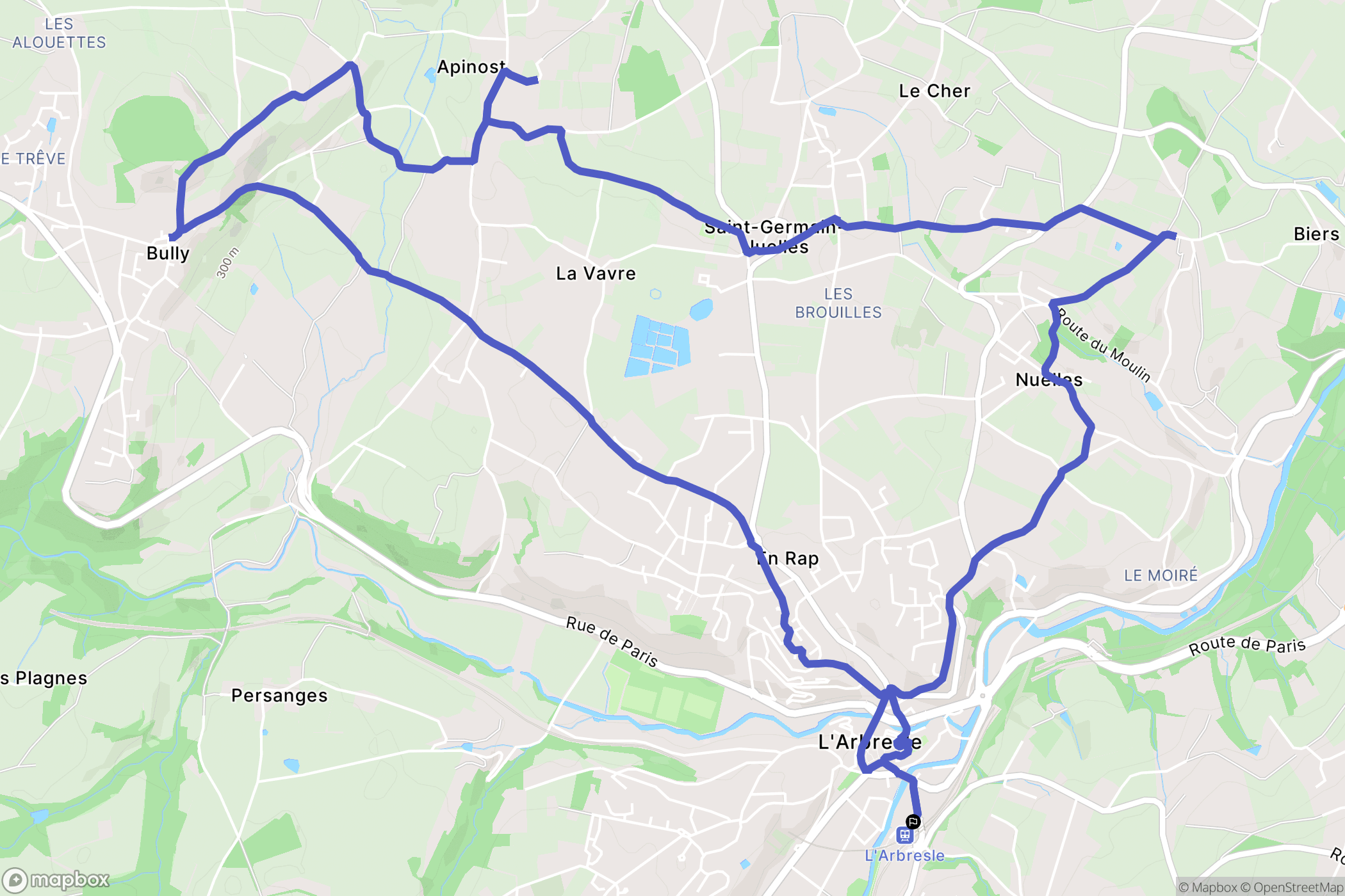 L'Arbresle : carte du parcours de randonnée - France