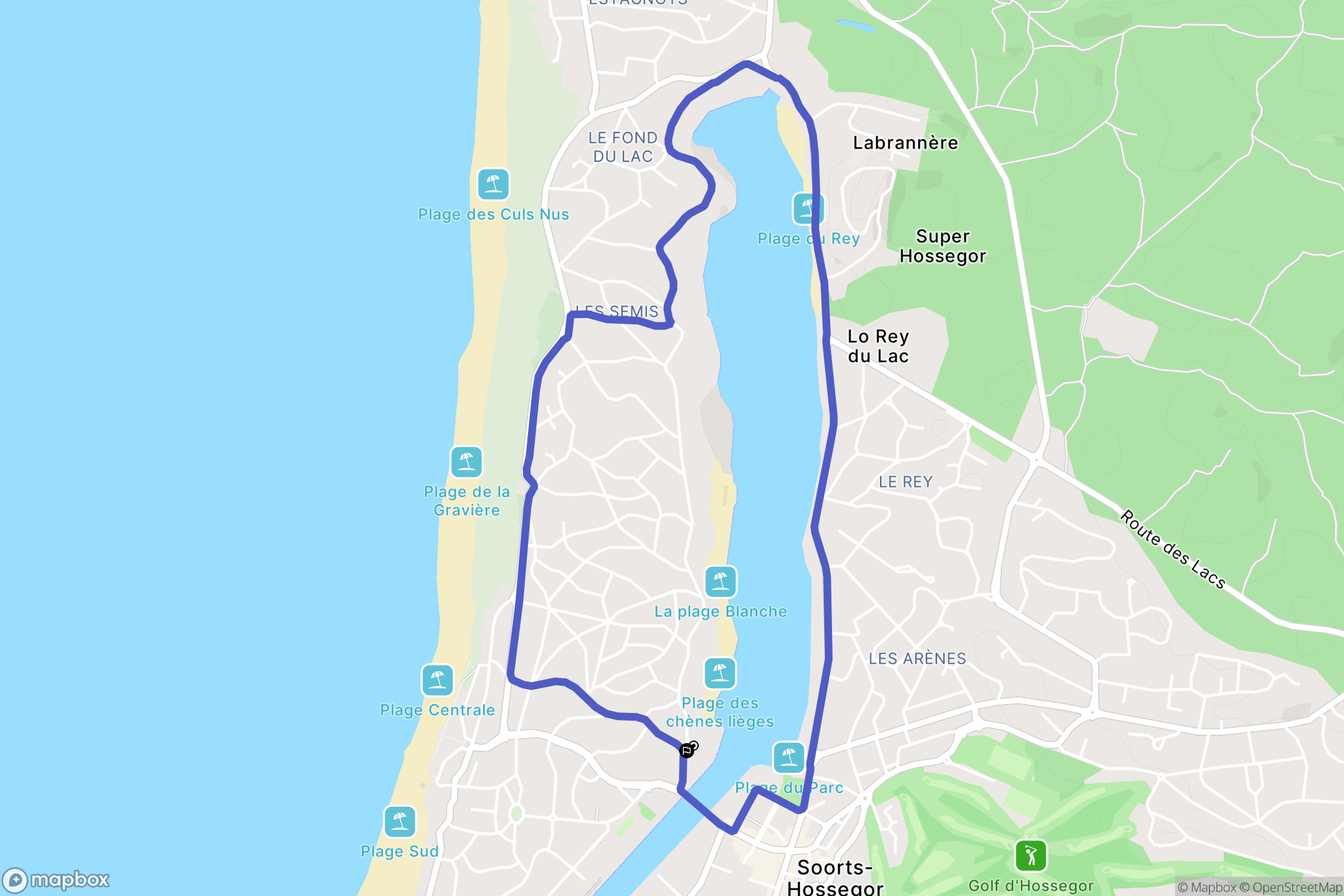 Soorts-Hossegor : carte du parcours de randonnée - France