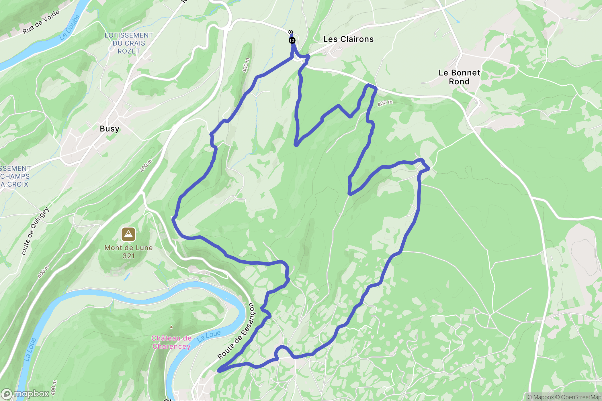Larnod : carte du parcours de randonnée - France