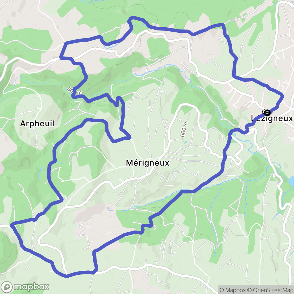 Lézigneux : carte du parcours de randonnée - France