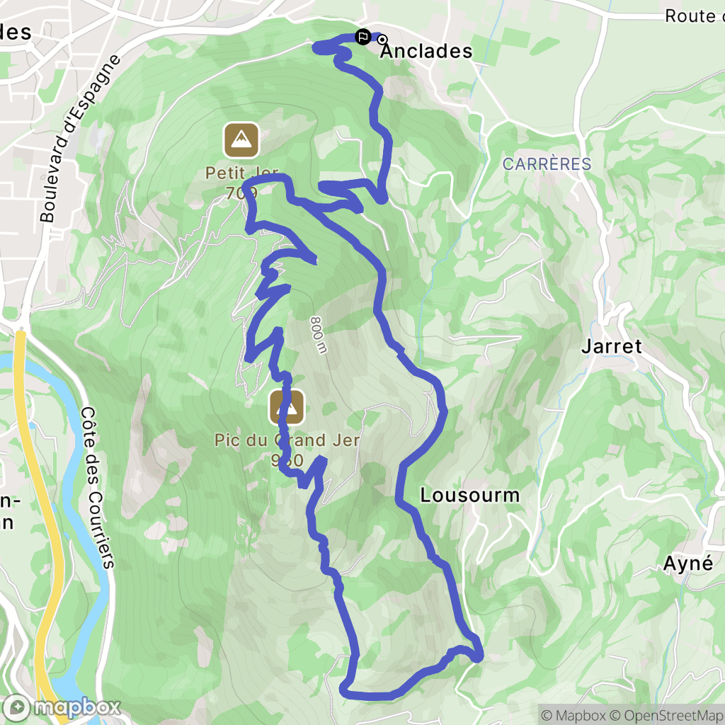 Lourdes : carte du parcours de randonnée - France