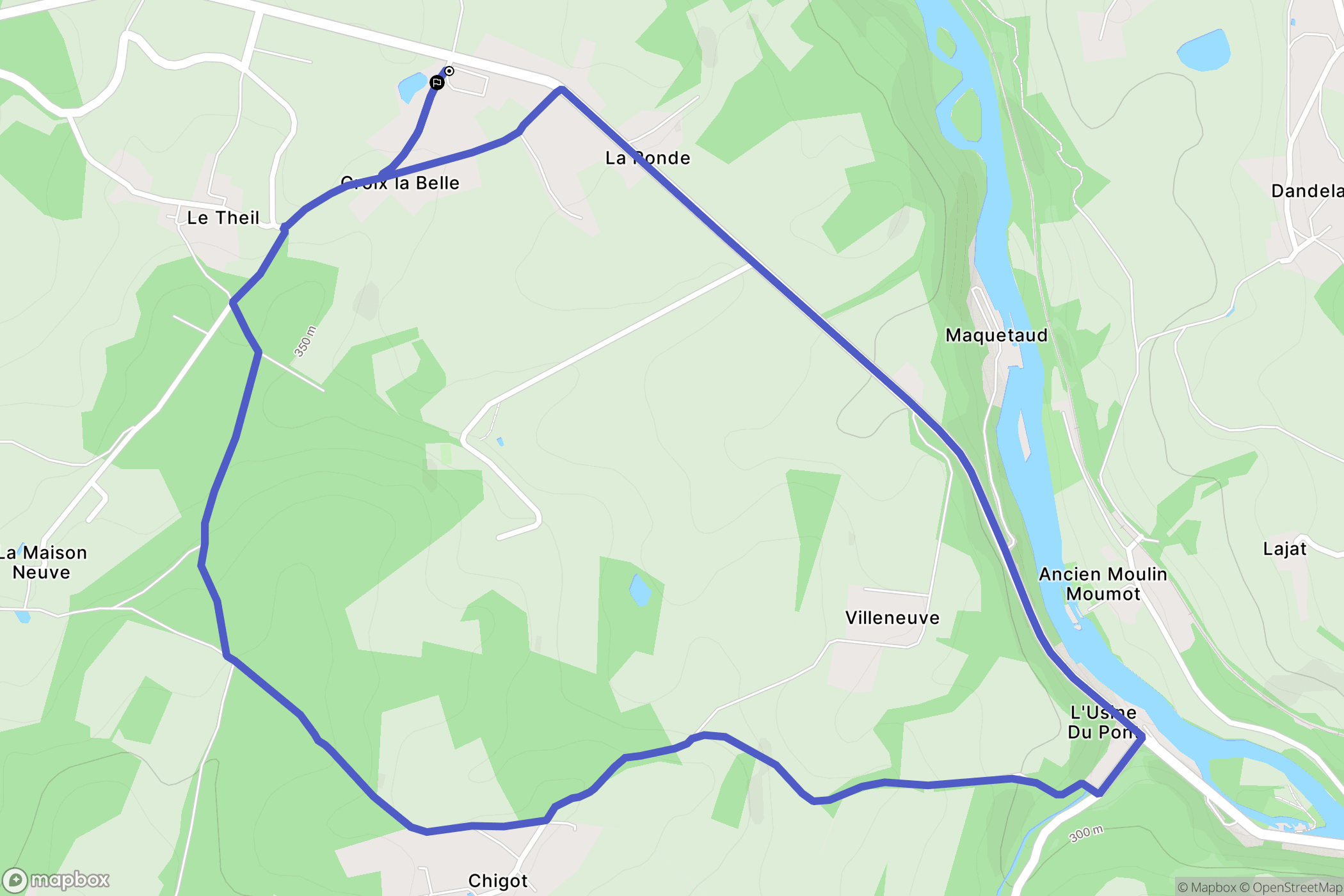 Saint-Léonard-de-Noblat : carte du parcours de randonnée - France