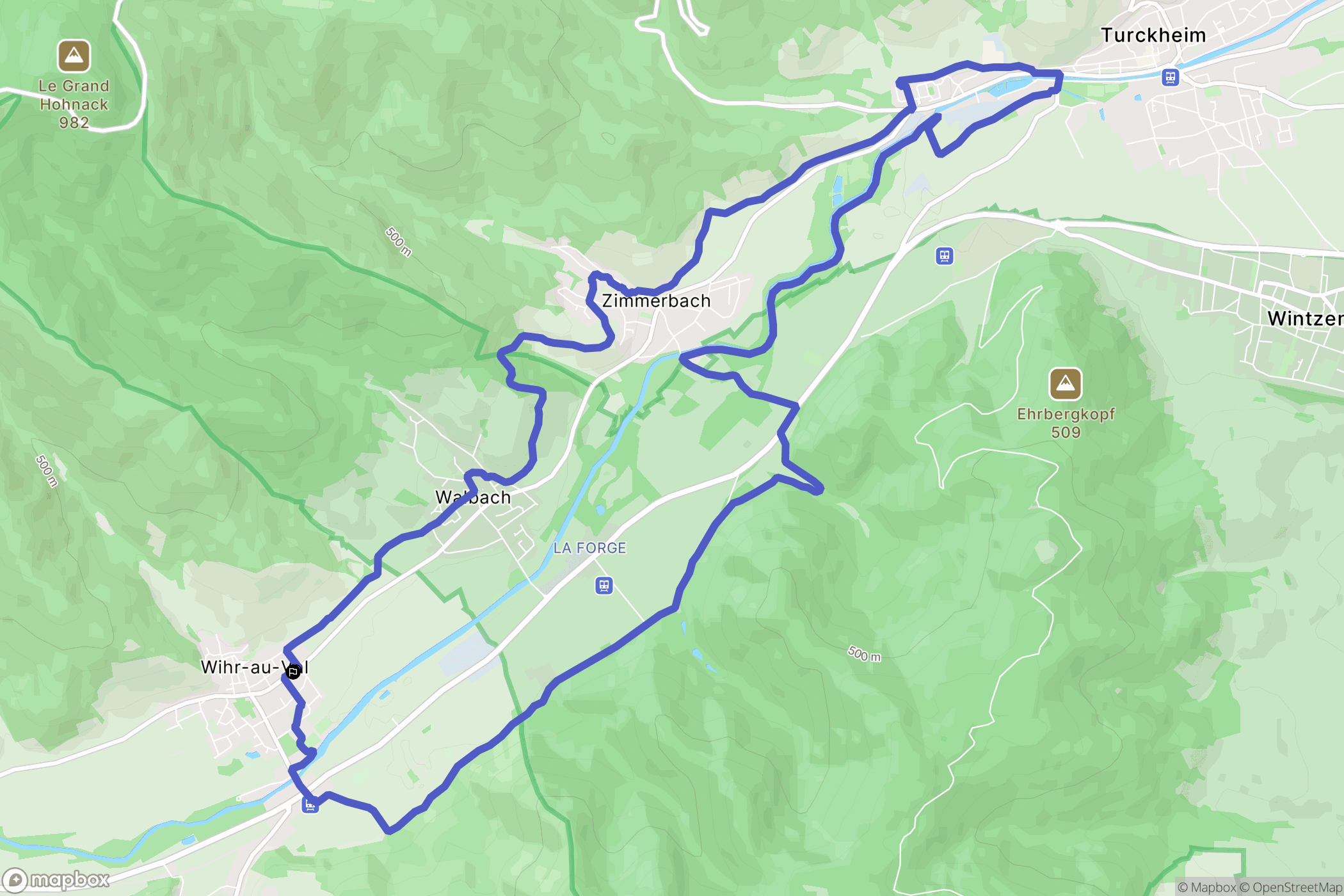 Wihr-au-Val : carte du parcours de randonnée - France