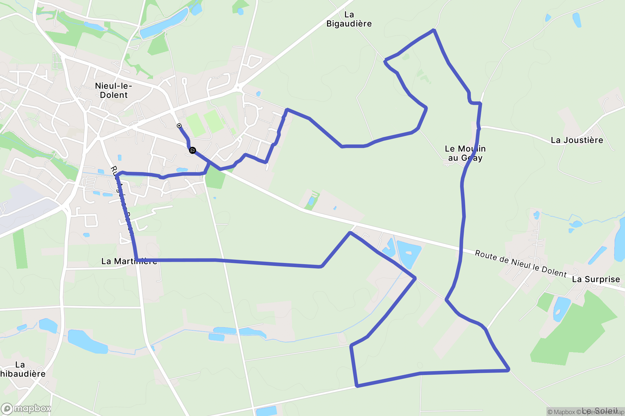 Nieul-le-Dolent : carte du parcours de randonnée - France
