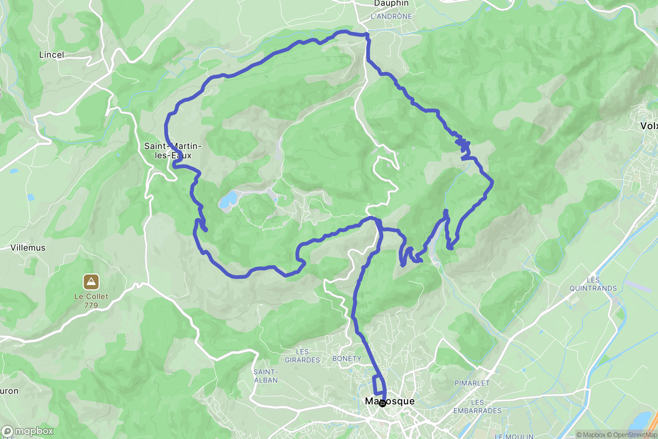 Manosque : carte du parcours de randonnée - France
